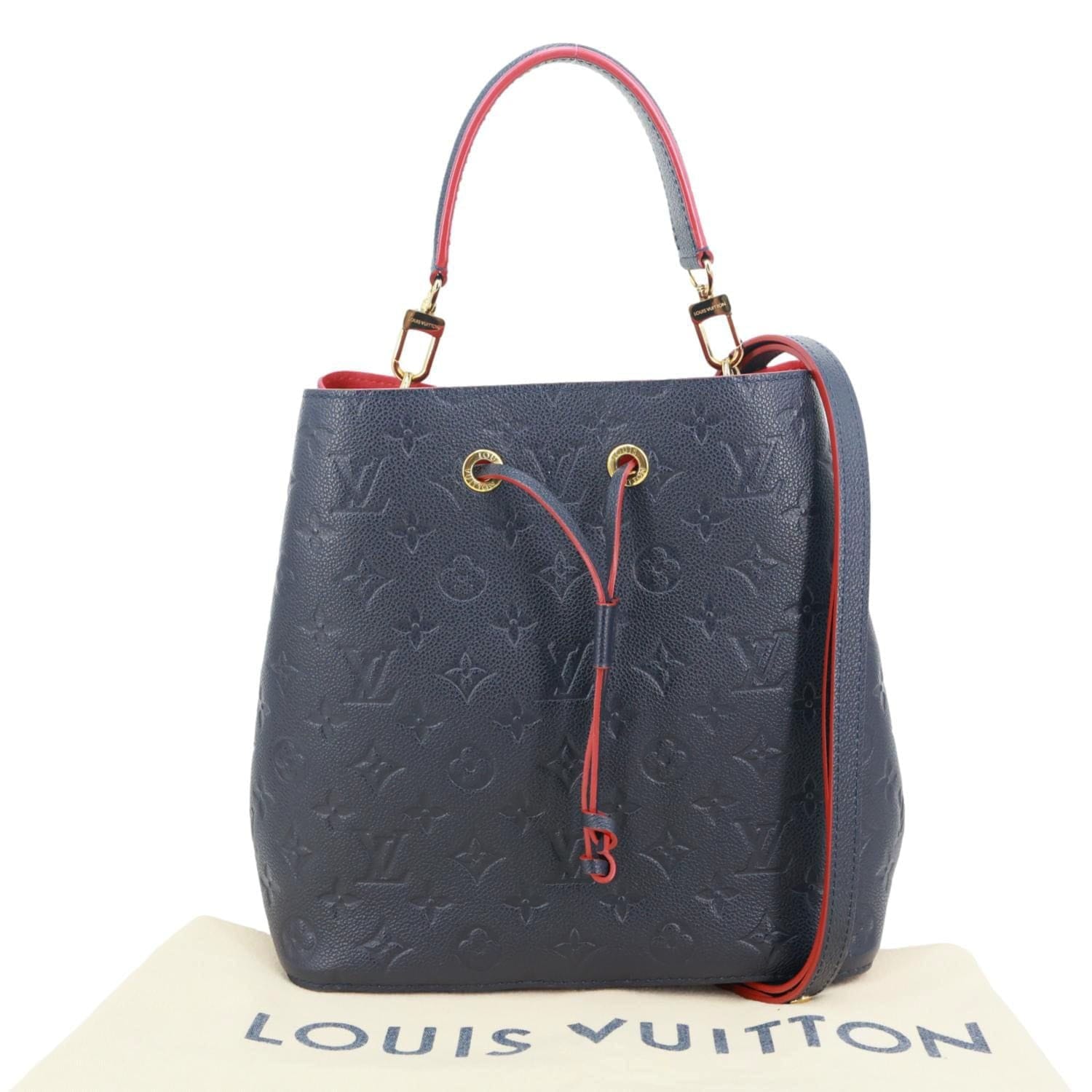 LOUIS VUITTON NeoNoe MM Monogram Empreinte Leather Shoulder Bag Navy Blue