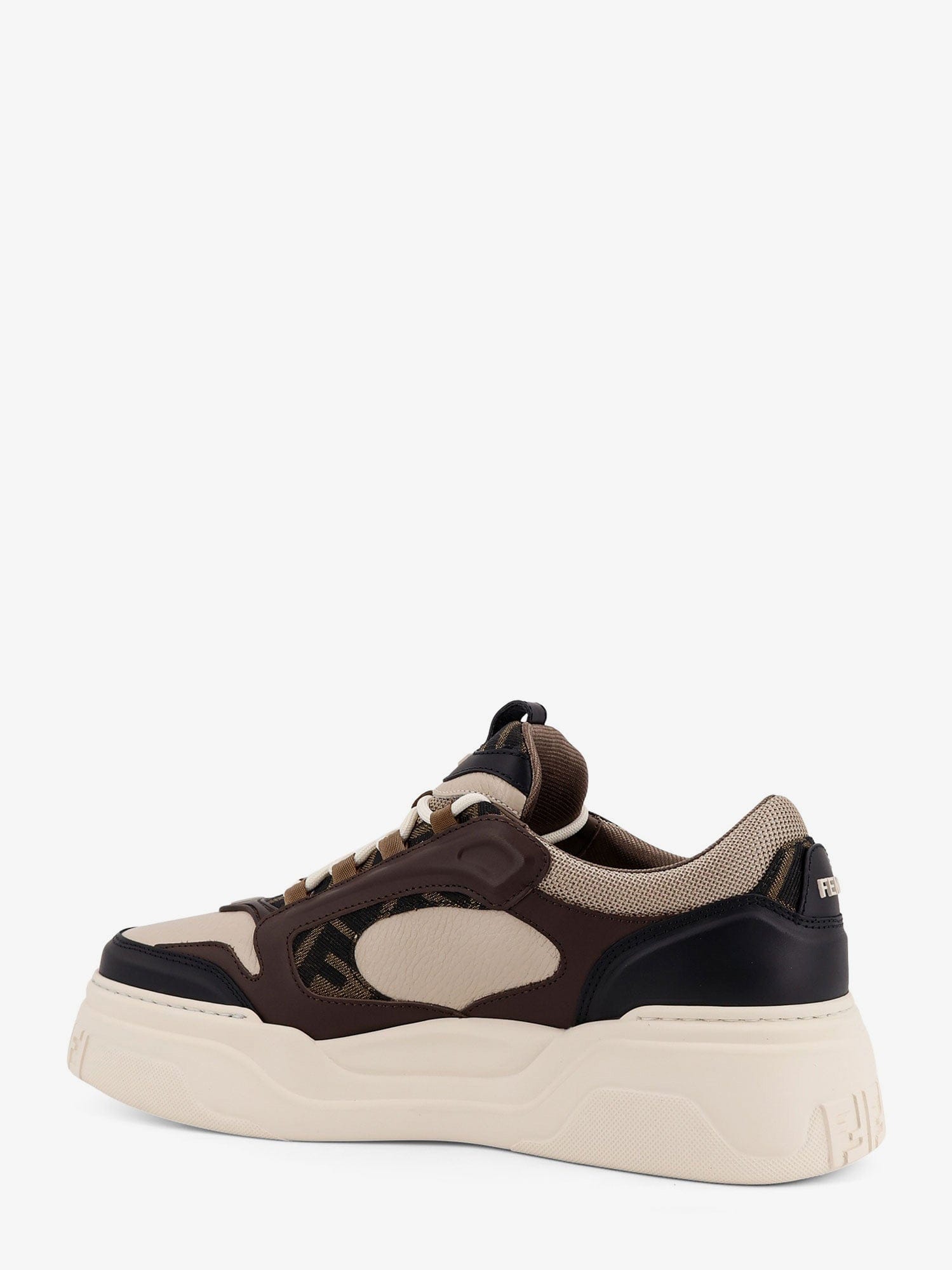 Fendi Force leather sneakers with jacquard FF fabric inserts