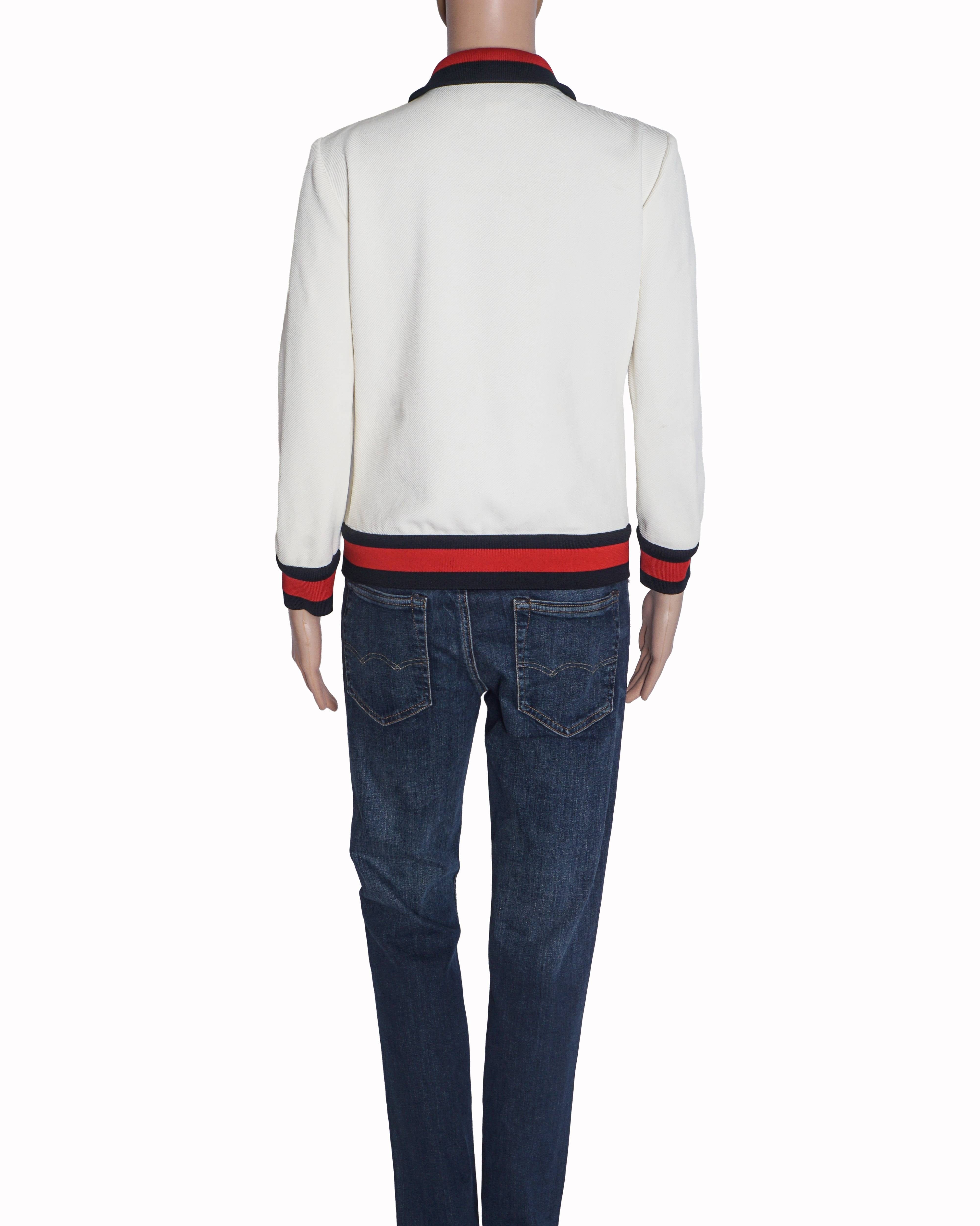 Gucci Off - White Knit Zip - Up Web Striped Track Jacket
