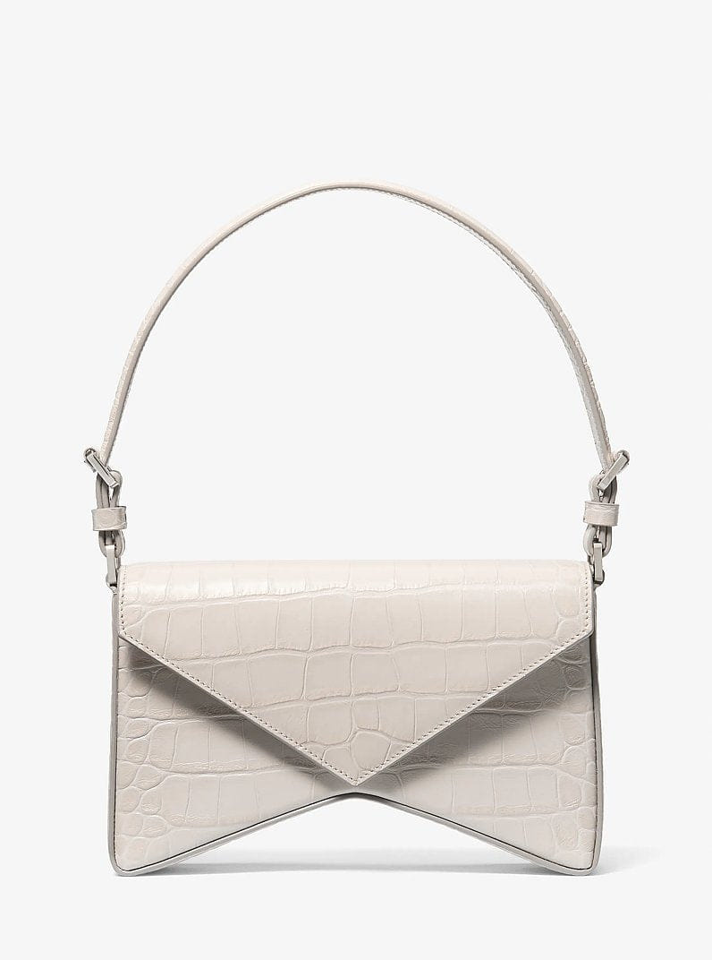 Michael Kors Manhatta Medium Crocodile Embossed Leather Bag Oyster