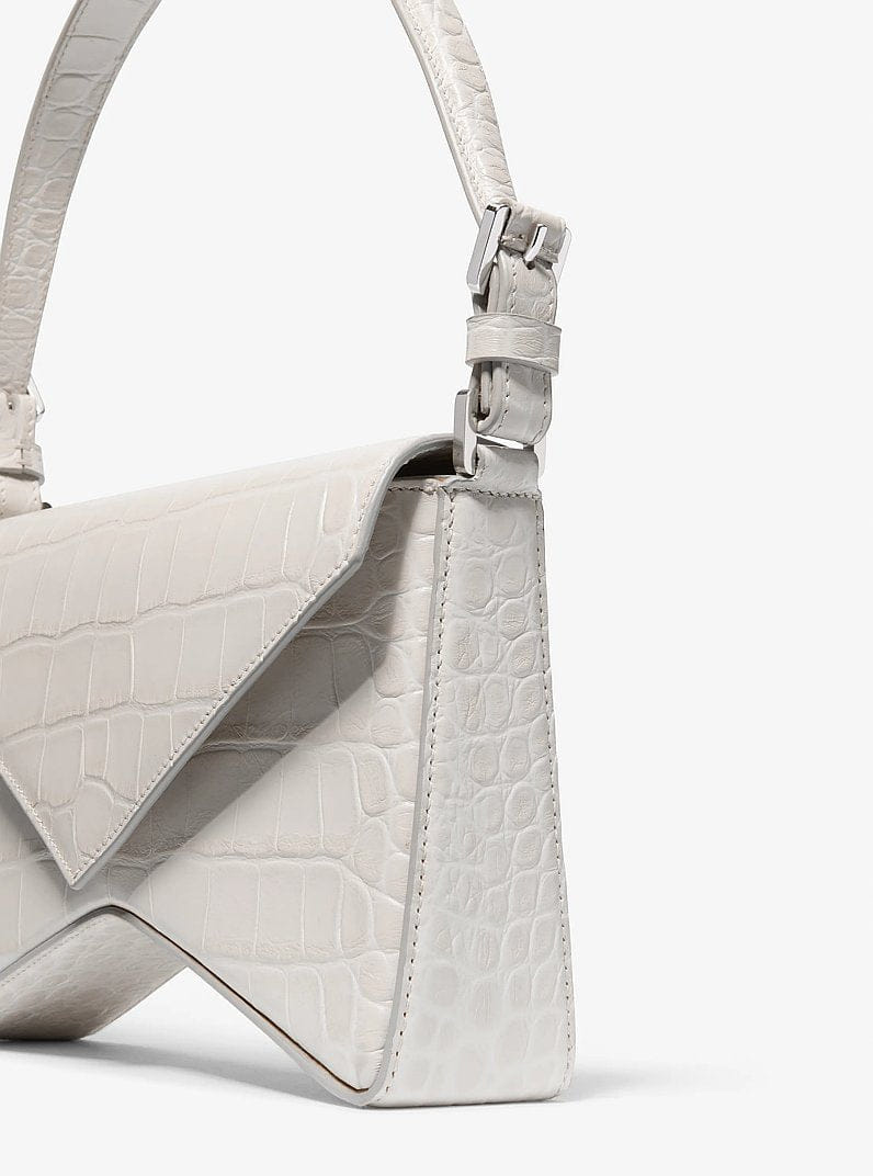 Michael Kors Manhatta Medium Crocodile Embossed Leather Bag Oyster