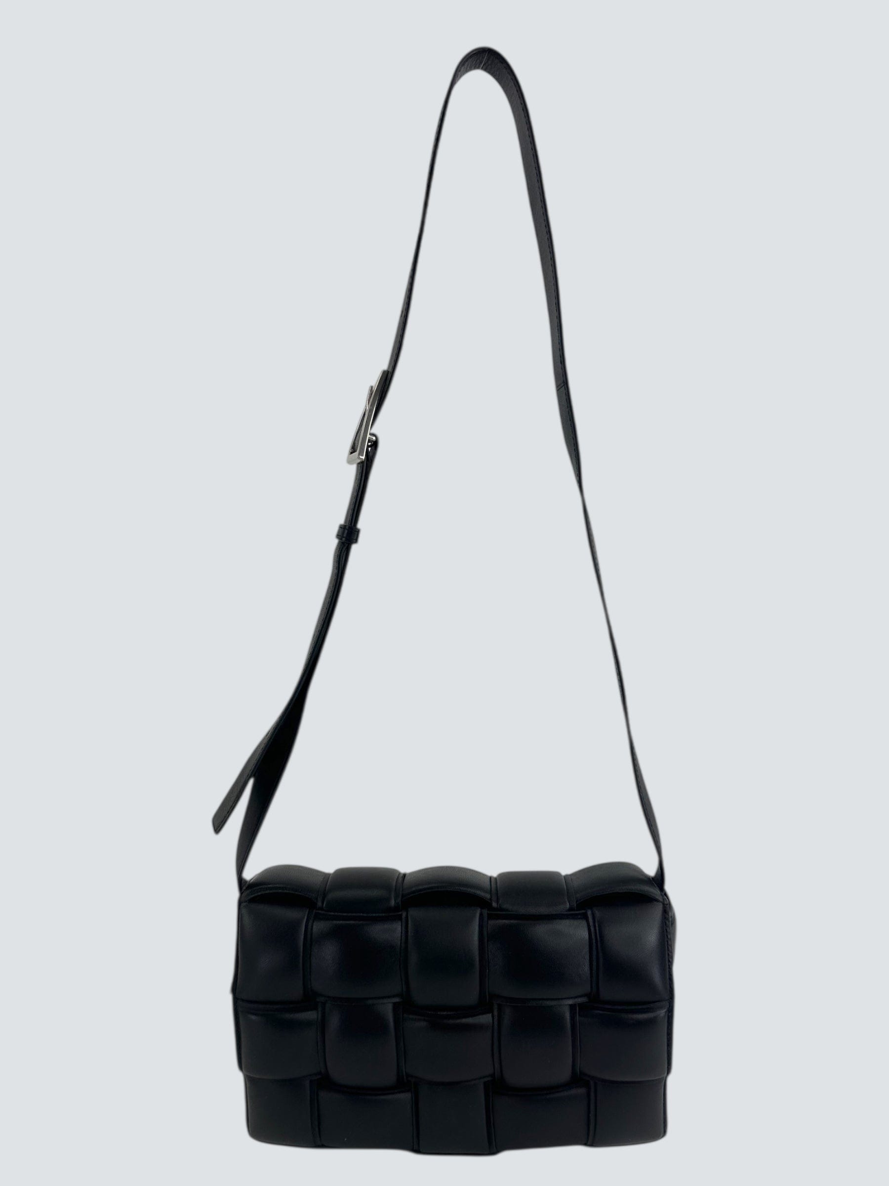 Bottega Veneta Black Leather Medium Cassette Crossbody