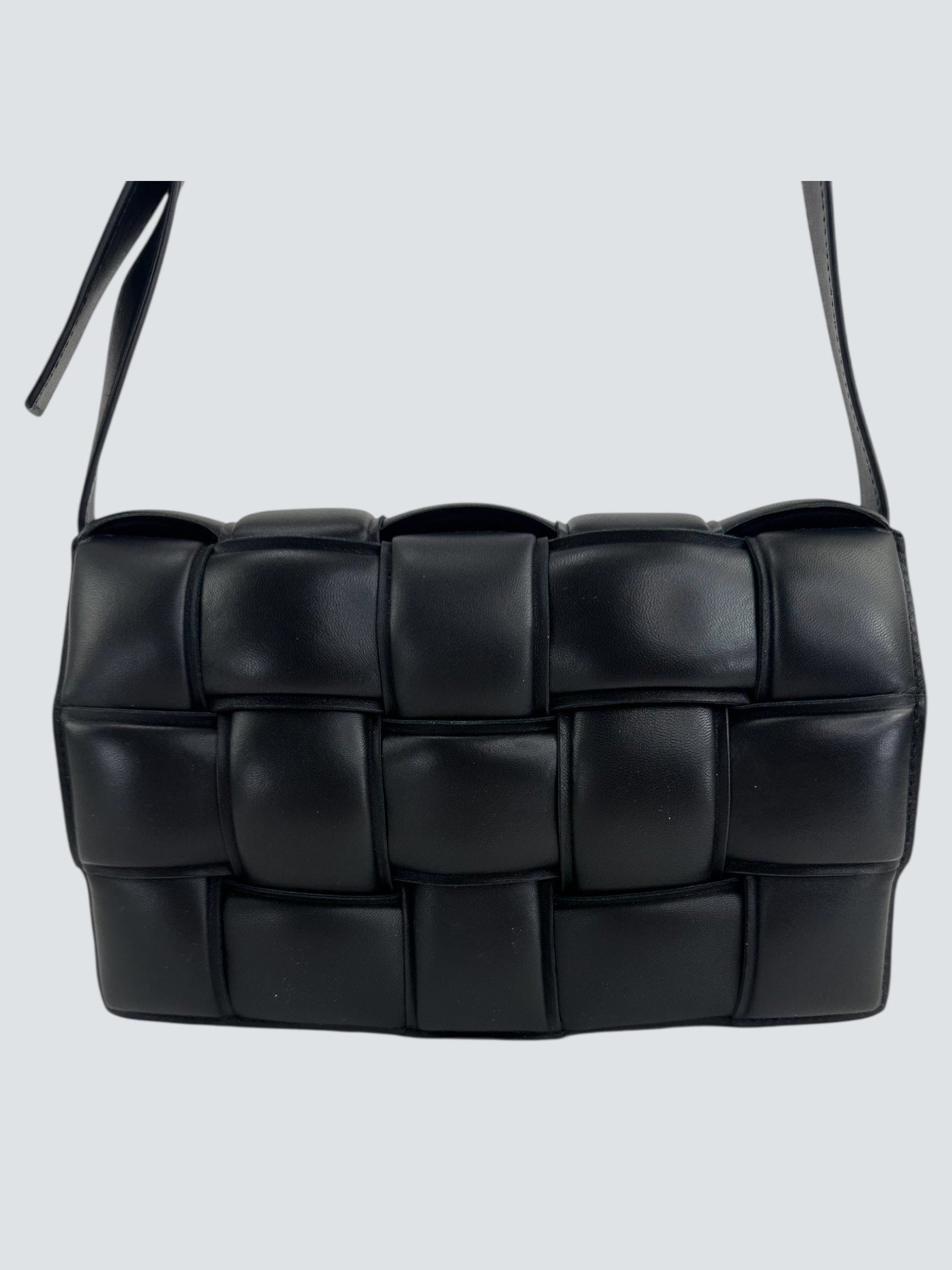 Bottega Veneta Black Leather Medium Cassette Crossbody