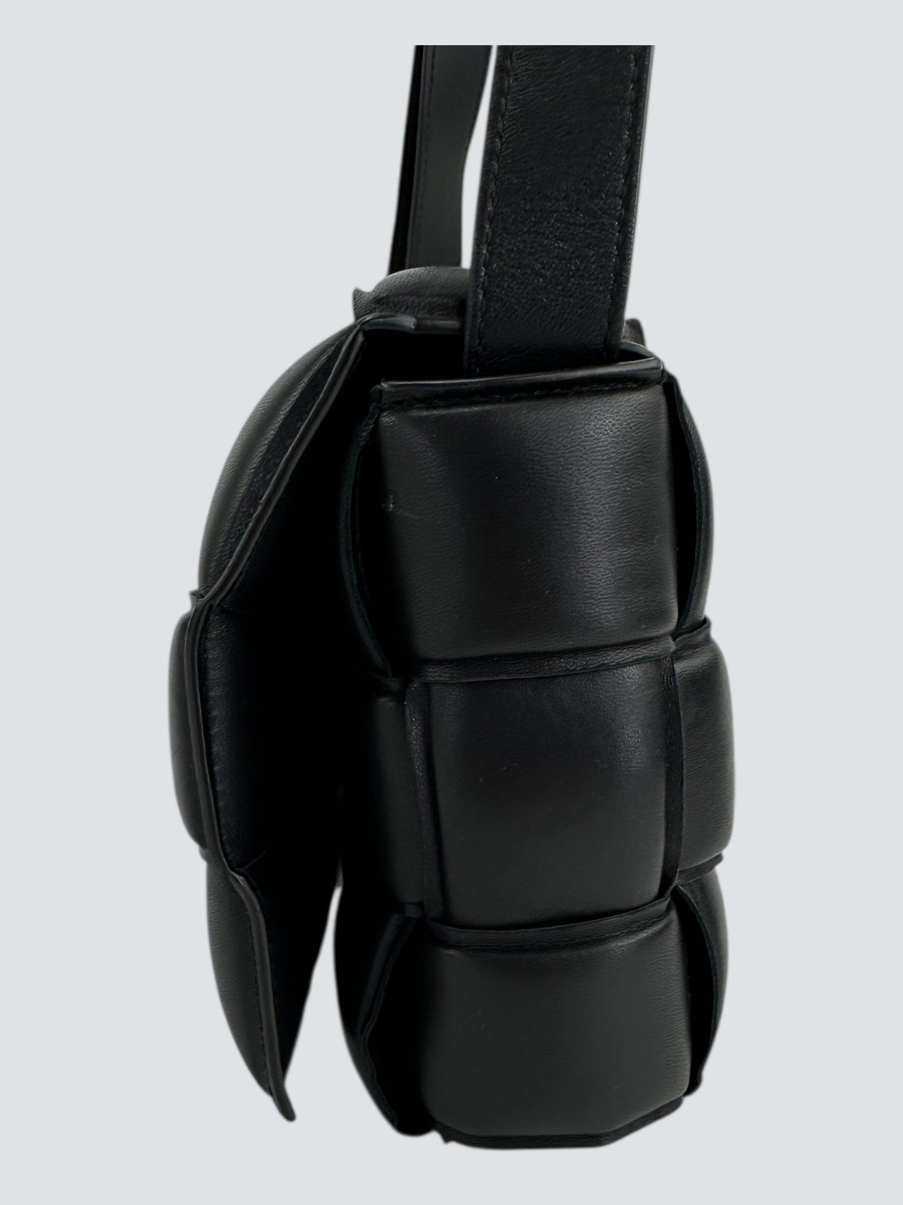 Bottega Veneta Black Leather Medium Cassette Crossbody