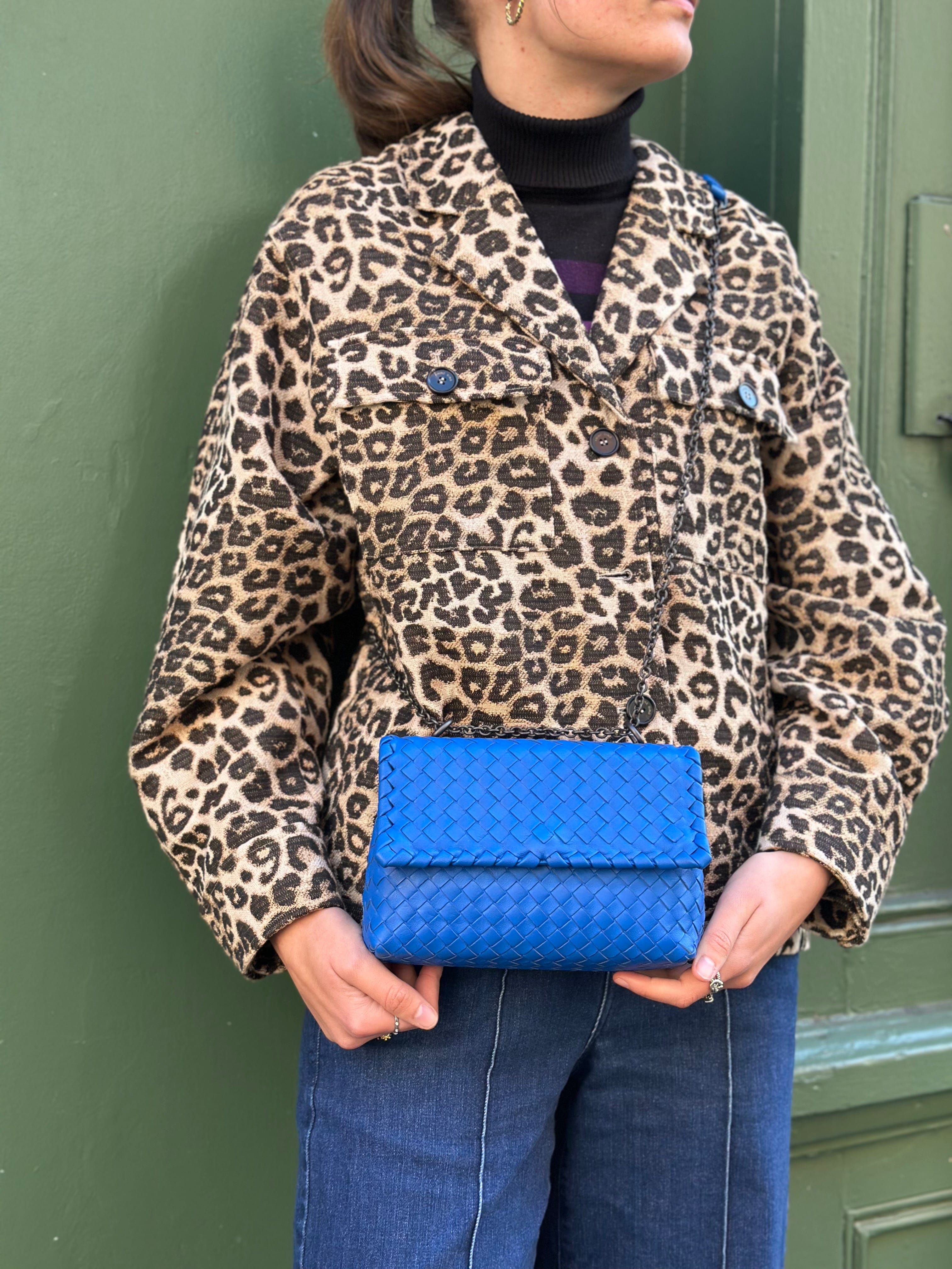 Bottega Veneta Blue Intrecciato Leather Mini Olympia Crossbody