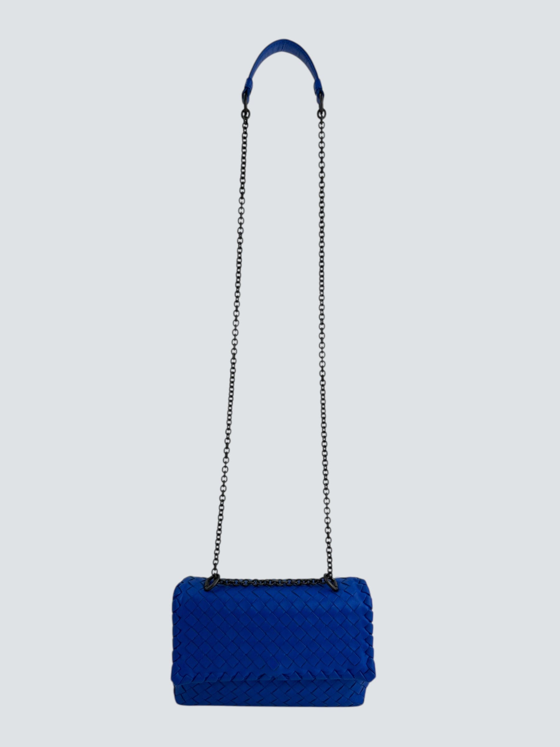 Bottega Veneta Blue Intrecciato Leather Mini Olympia Crossbody