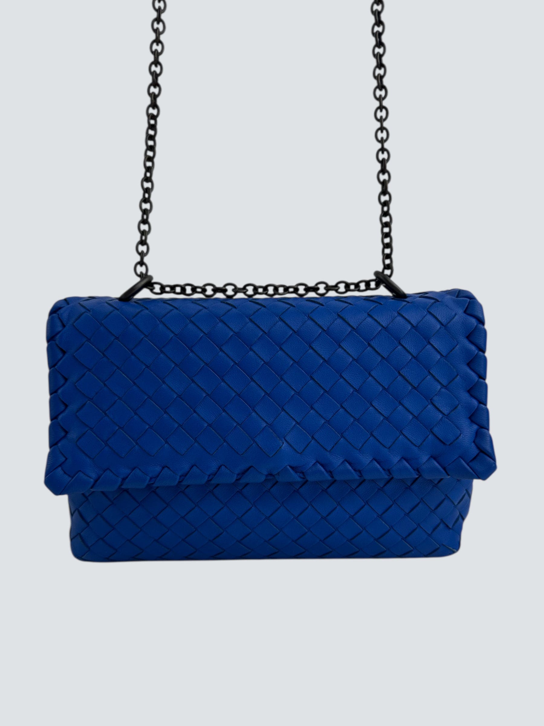 Bottega Veneta Blue Intrecciato Leather Mini Olympia Crossbody