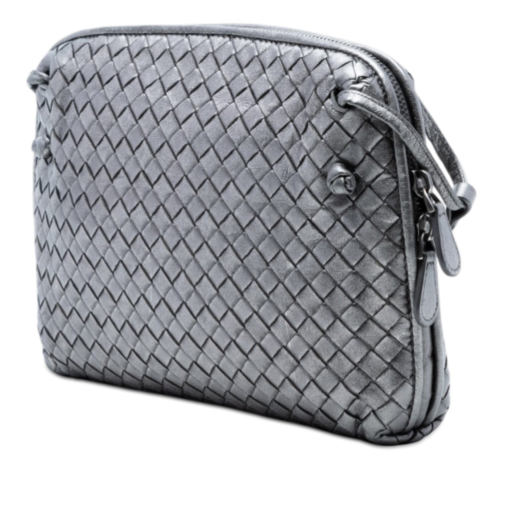 Bottega Veneta Metallic Nappa Intrecciato Nodini Crossbody
