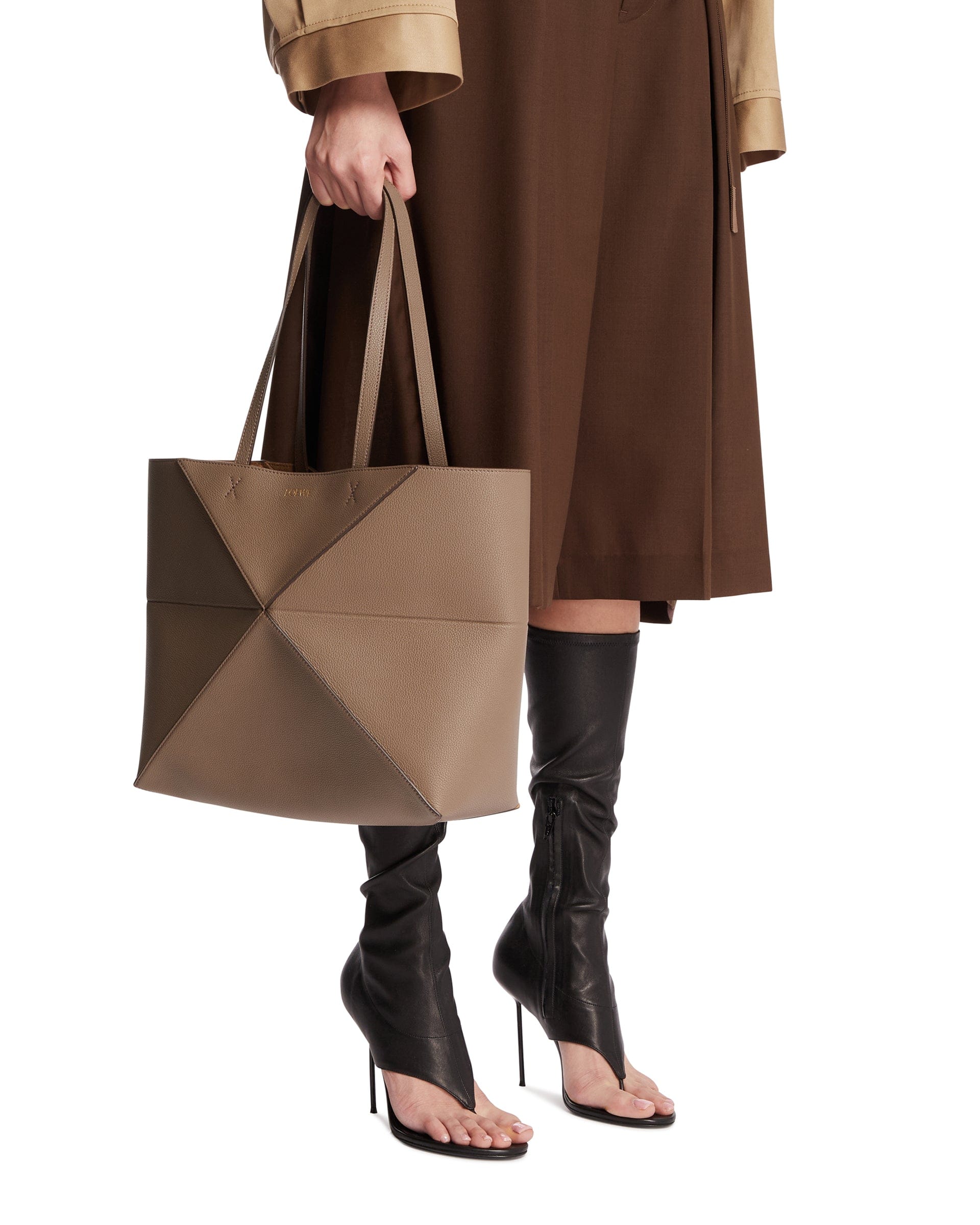 Loewe Borsa Fold Puzzle Tote Media Marrone