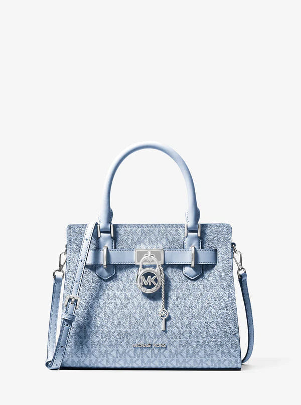 Michael Kors Hamilton Small Signature Logo Satchel Pale Ocean