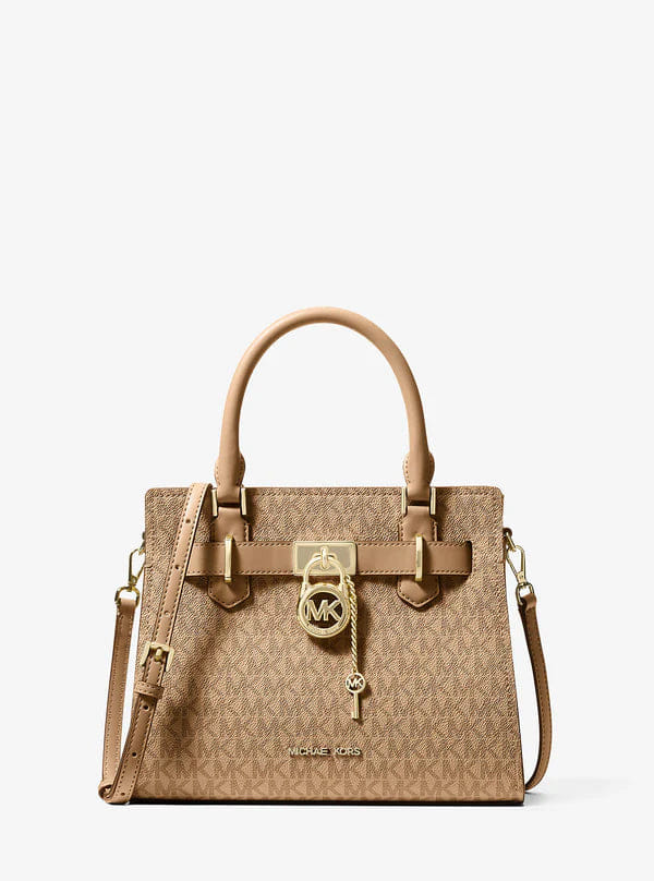 Michael Kors Hamilton Small Signature Logo Satchel Camel