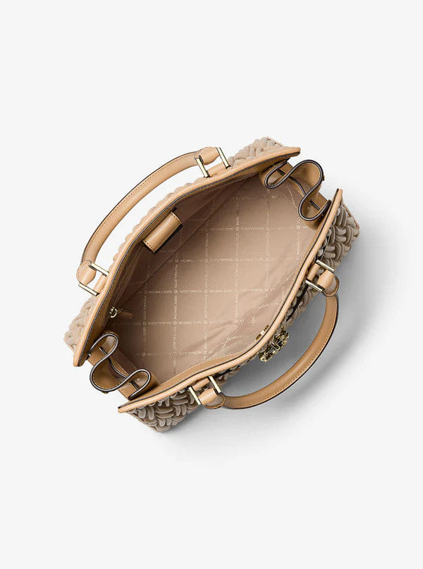 Michael Kors Hamilton Medium Matelasse Satchel Camel