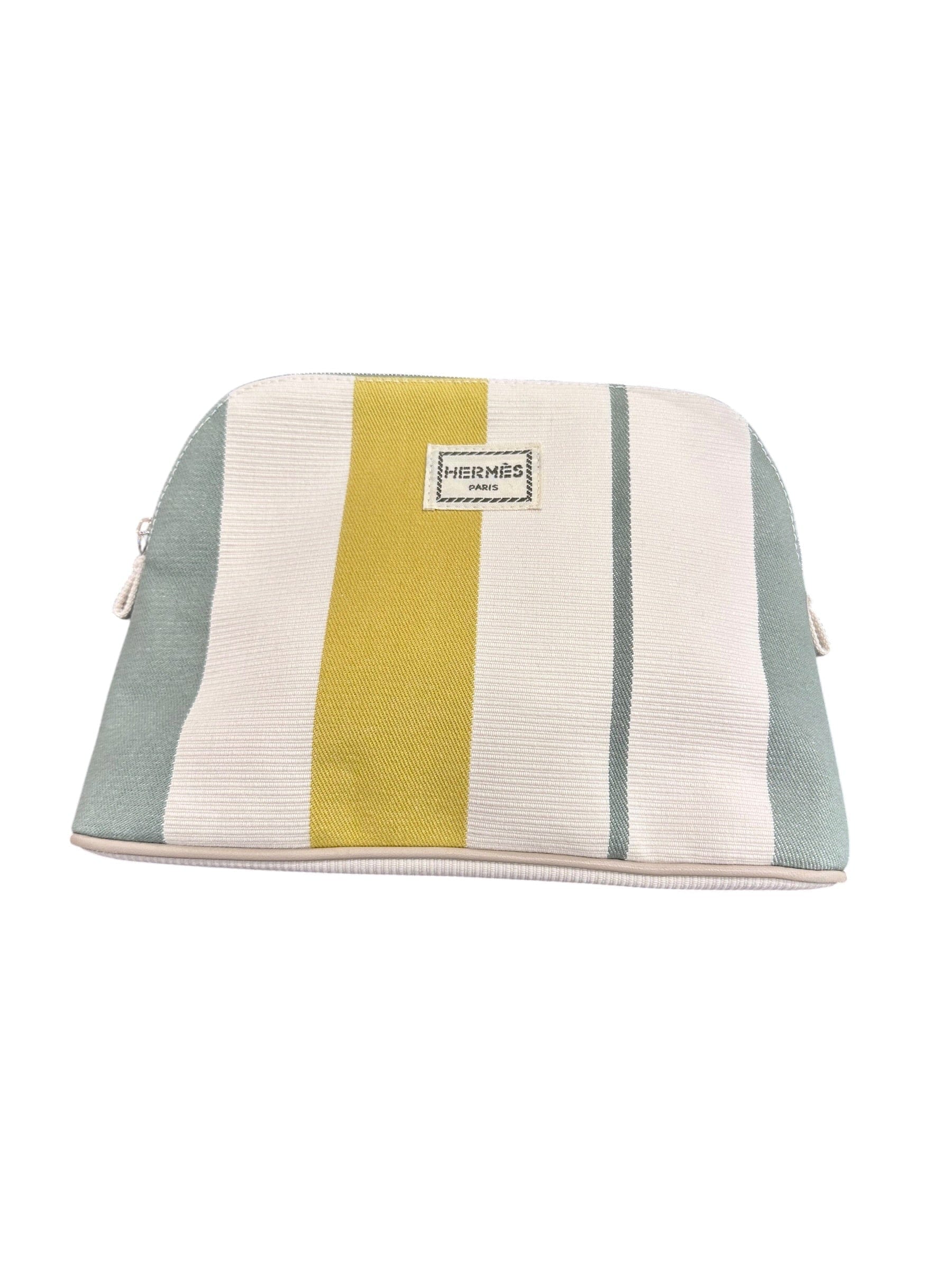 Hermes Bolide Canvas Pouch - Green Stripe
