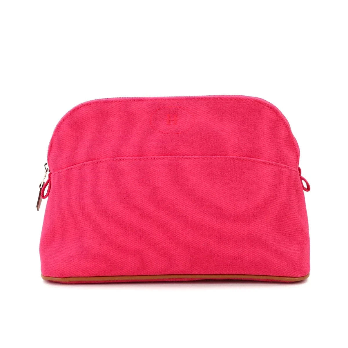 HERMES Bolide Pouch MM Cotton Canvas Leather Hibiscus Purse 90321712
