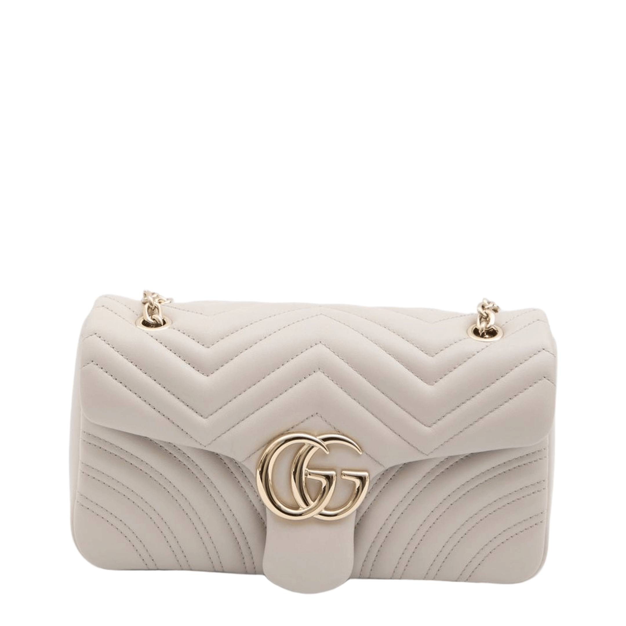 Gucci GG Marmont Medium Matelassé Chevron Nappa Leather Shoulder Bag - Light Grey