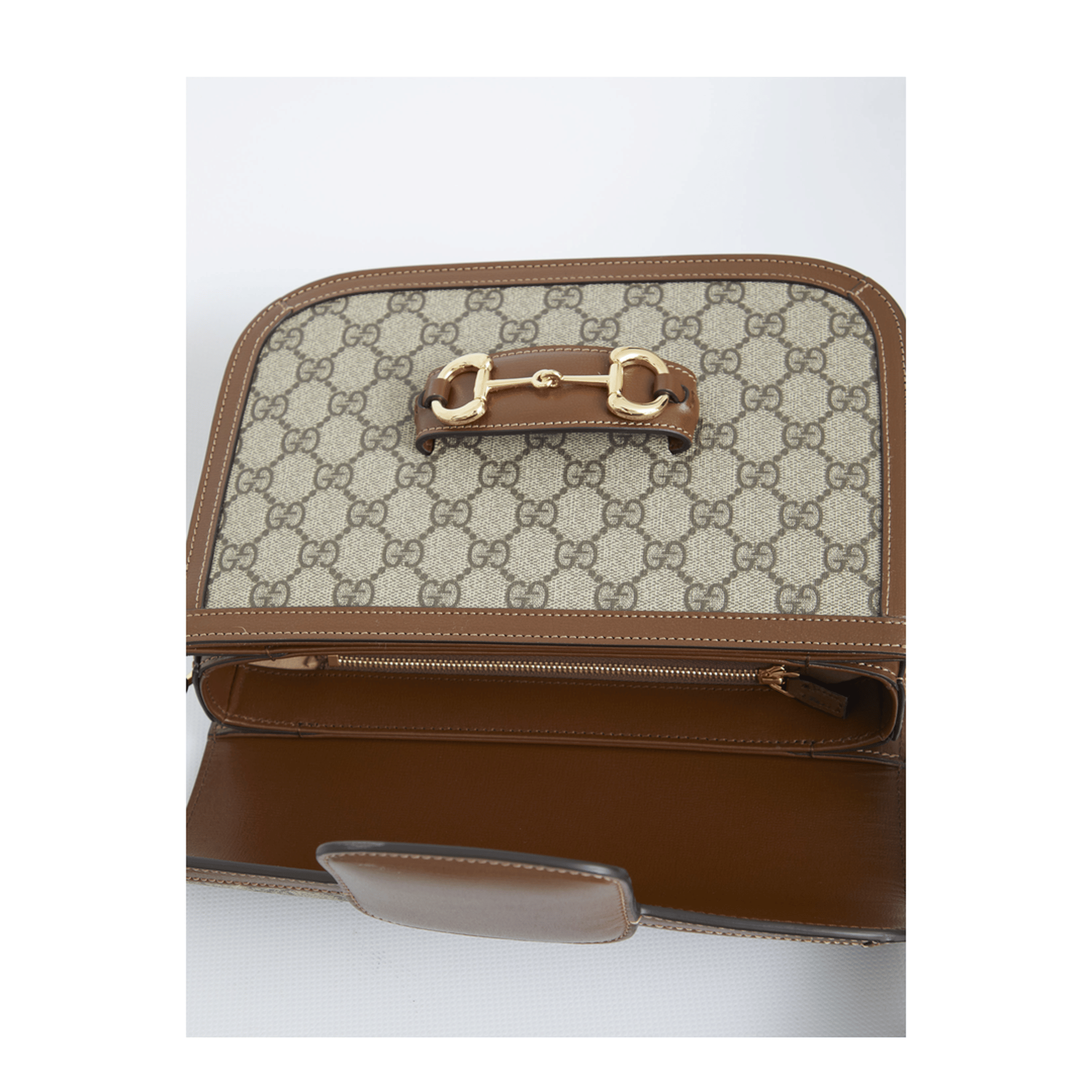 Gucci Horsebit 1955 Medium GG Supreme Shoulder Bag - Brown