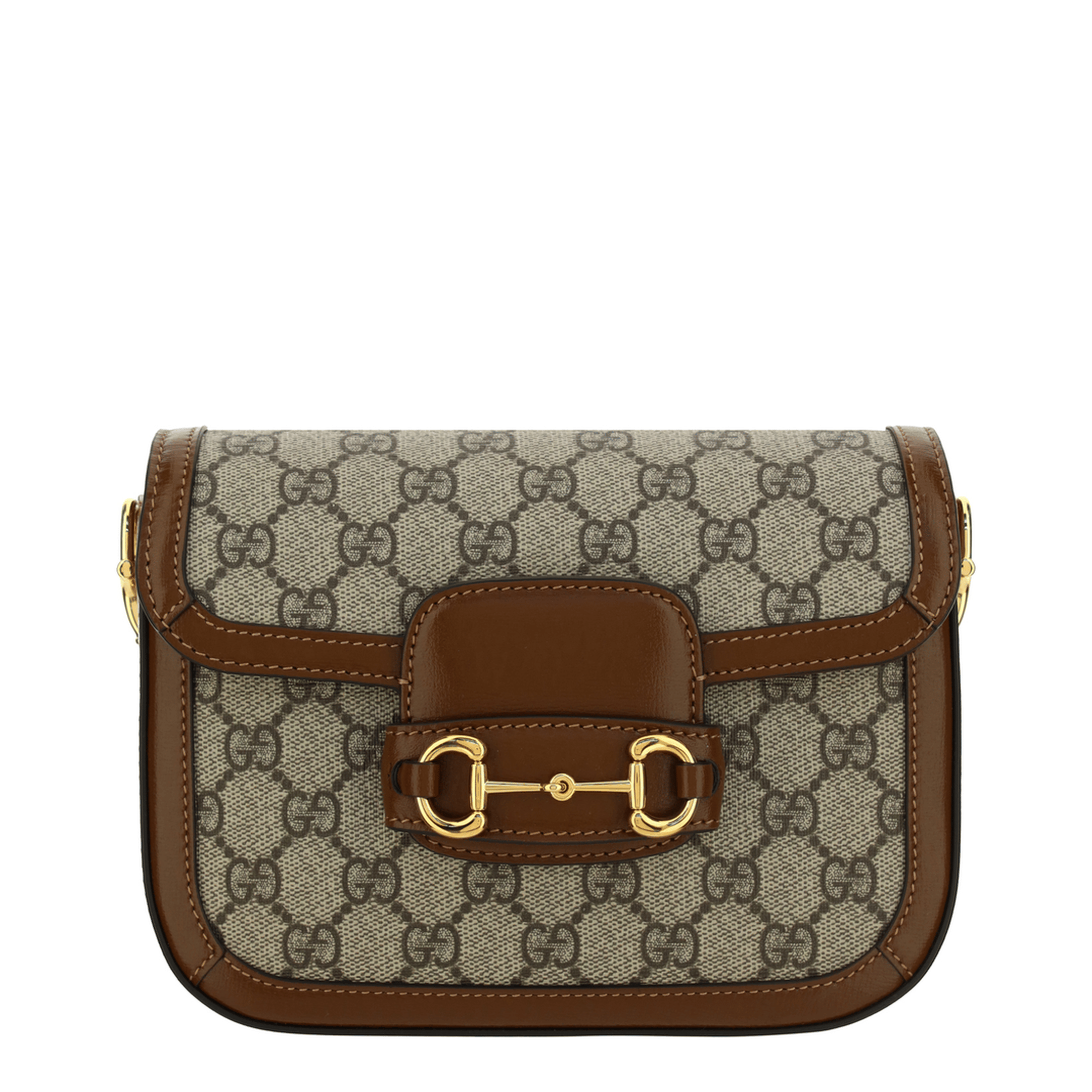 Gucci Horsebit 1955 Small GG Supreme Canvas Shoulder Bag - Beige and Ebony