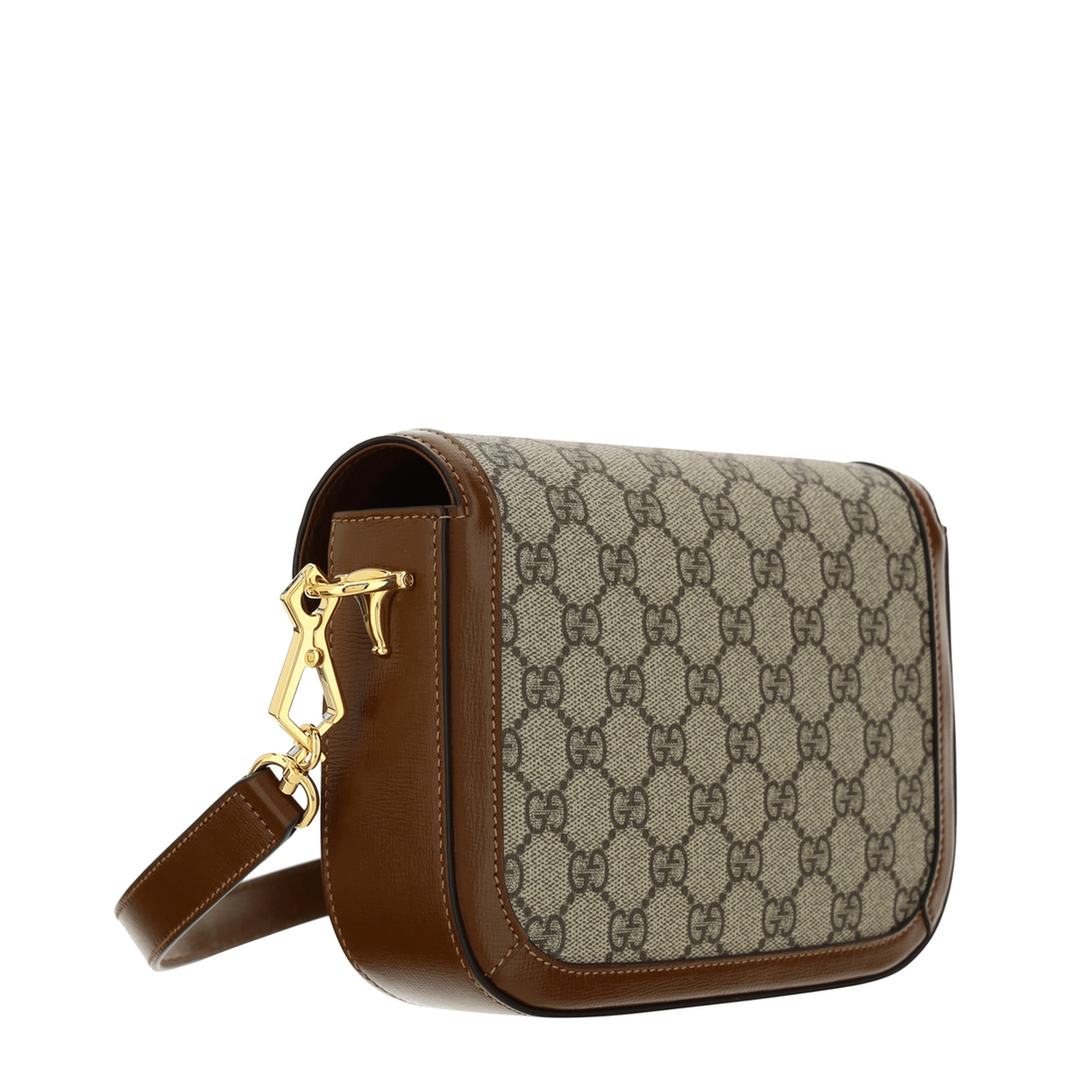 Gucci Horsebit 1955 Small GG Supreme Canvas Shoulder Bag - Beige and Ebony