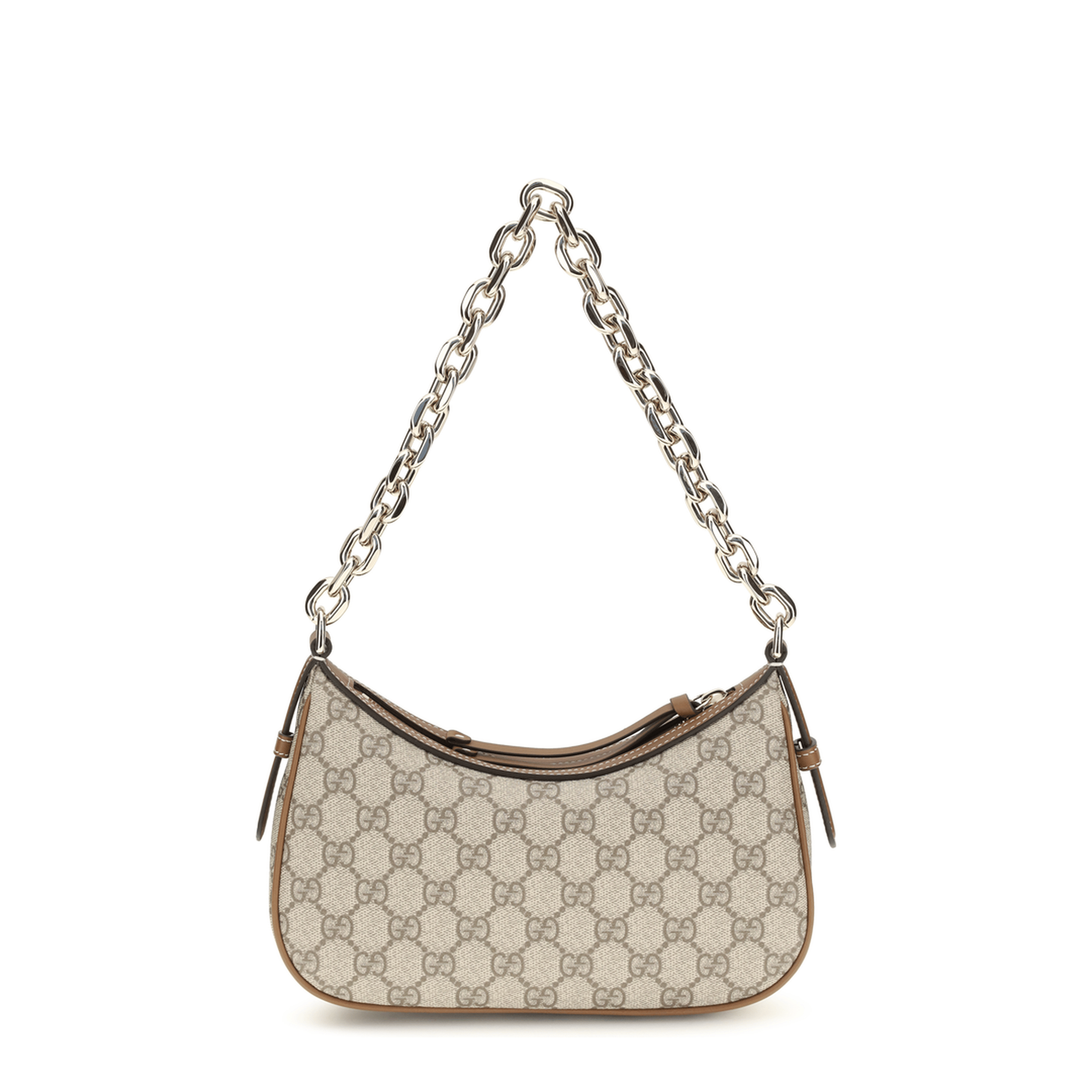 Gucci Small GG Monogram Coated Fabric Shoulder Bag - Beige and Dark Brown