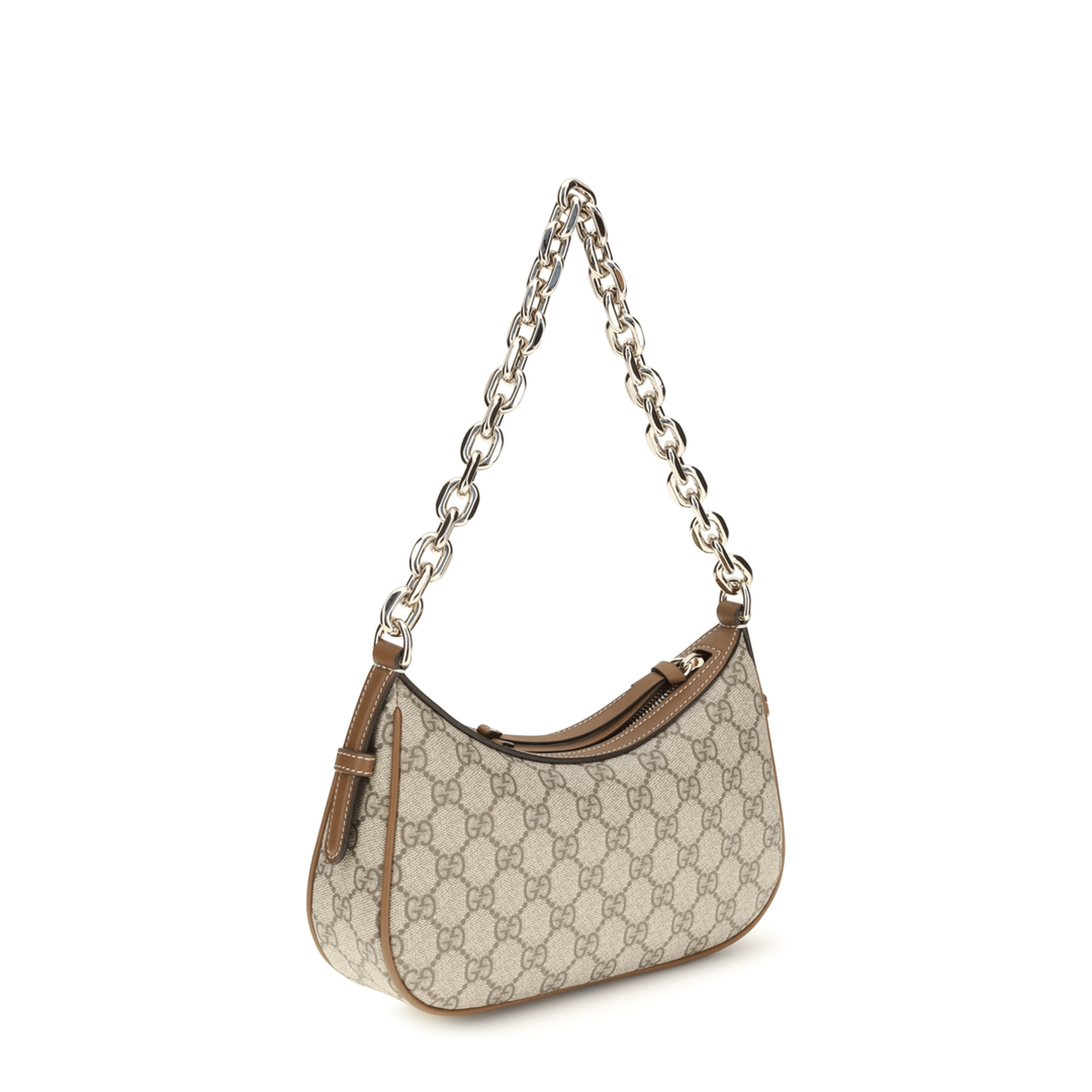 Gucci Small GG Monogram Coated Fabric Shoulder Bag - Beige and Dark Brown
