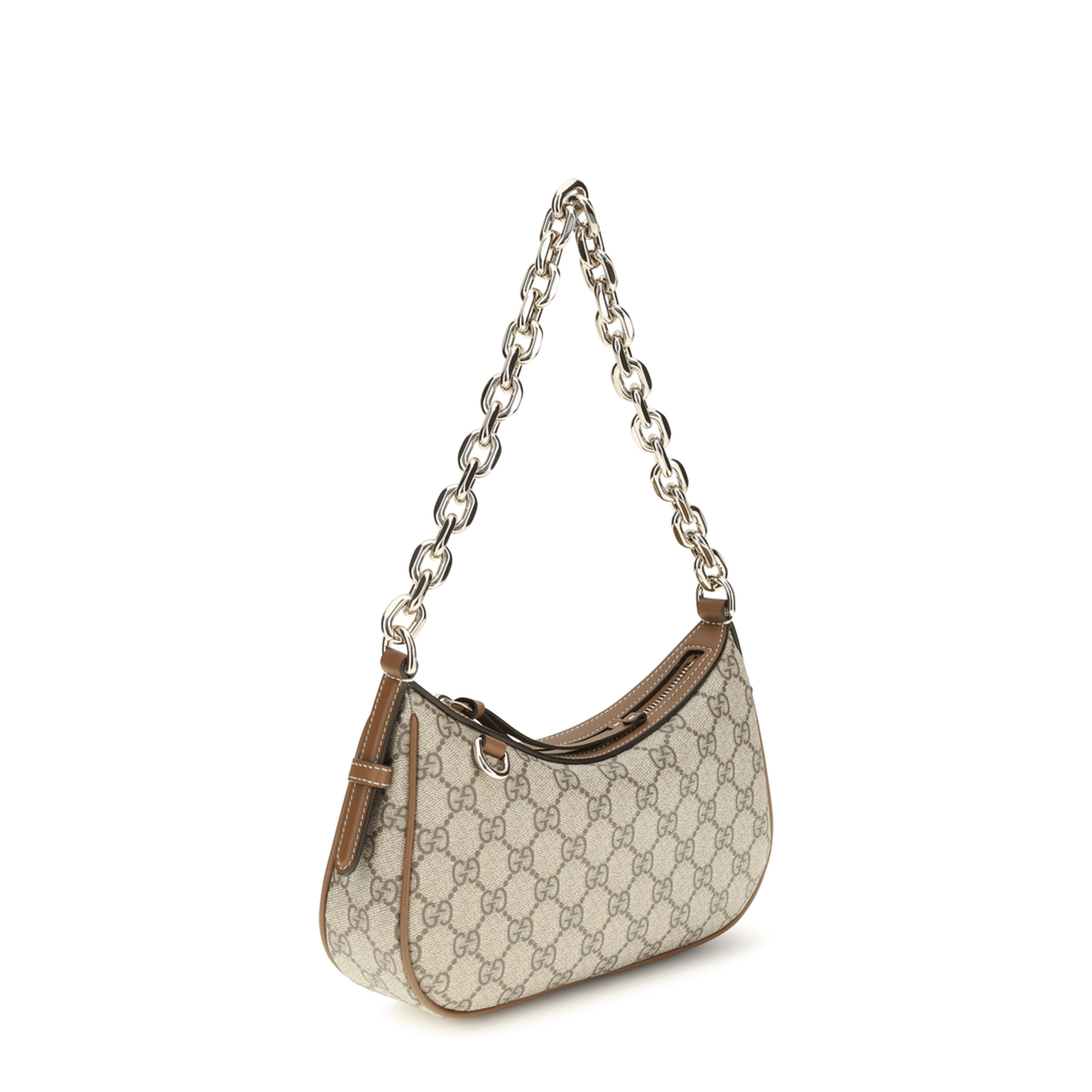 Gucci Small GG Monogram Coated Fabric Shoulder Bag - Beige and Dark Brown