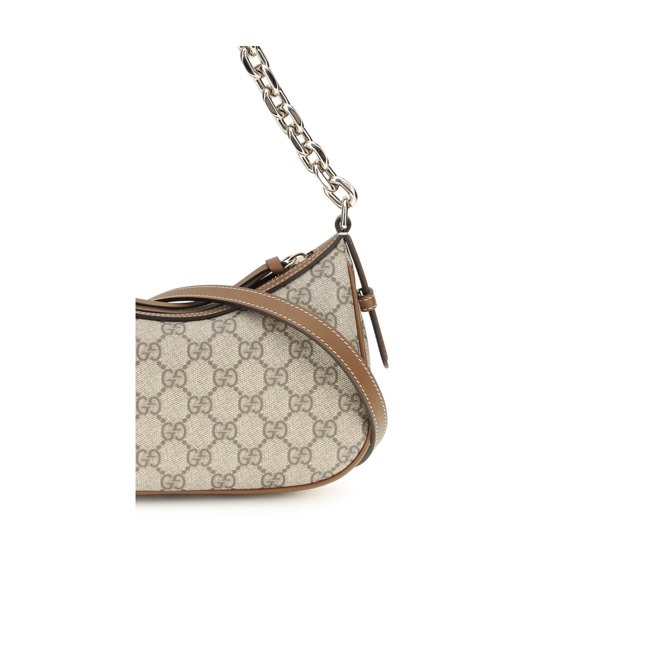Gucci Small GG Monogram Coated Fabric Shoulder Bag - Beige and Dark Brown