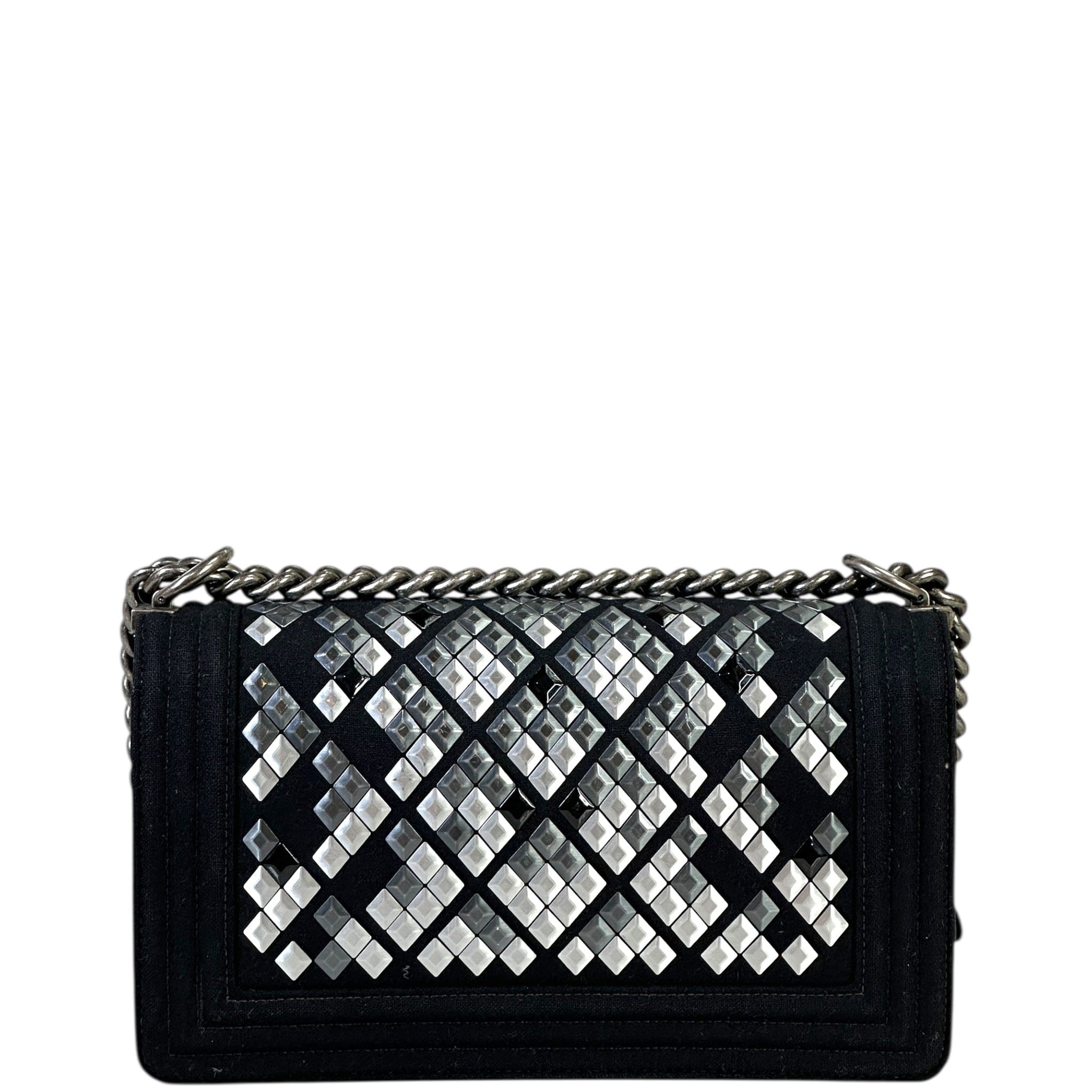 Chanel Mosaic Boy Bag Medium Black Quilted Wool