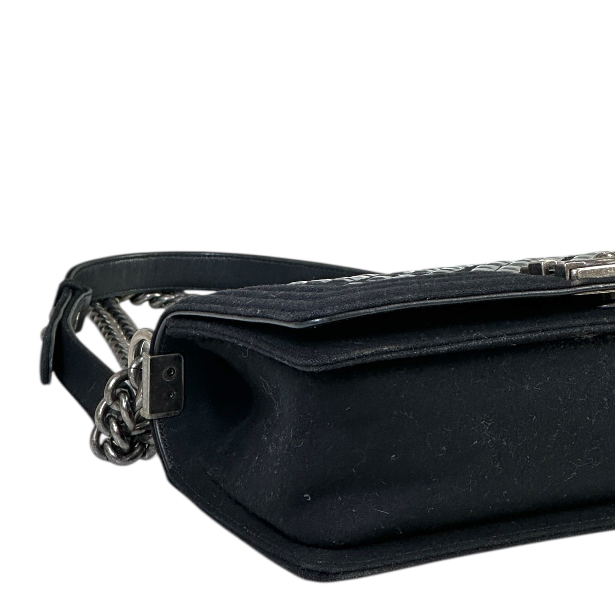 Chanel Mosaic Boy Bag Medium Black Quilted Wool