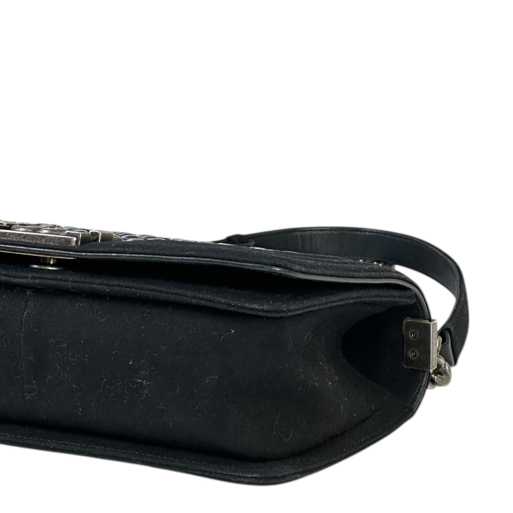 Chanel Mosaic Boy Bag Medium Black Quilted Wool