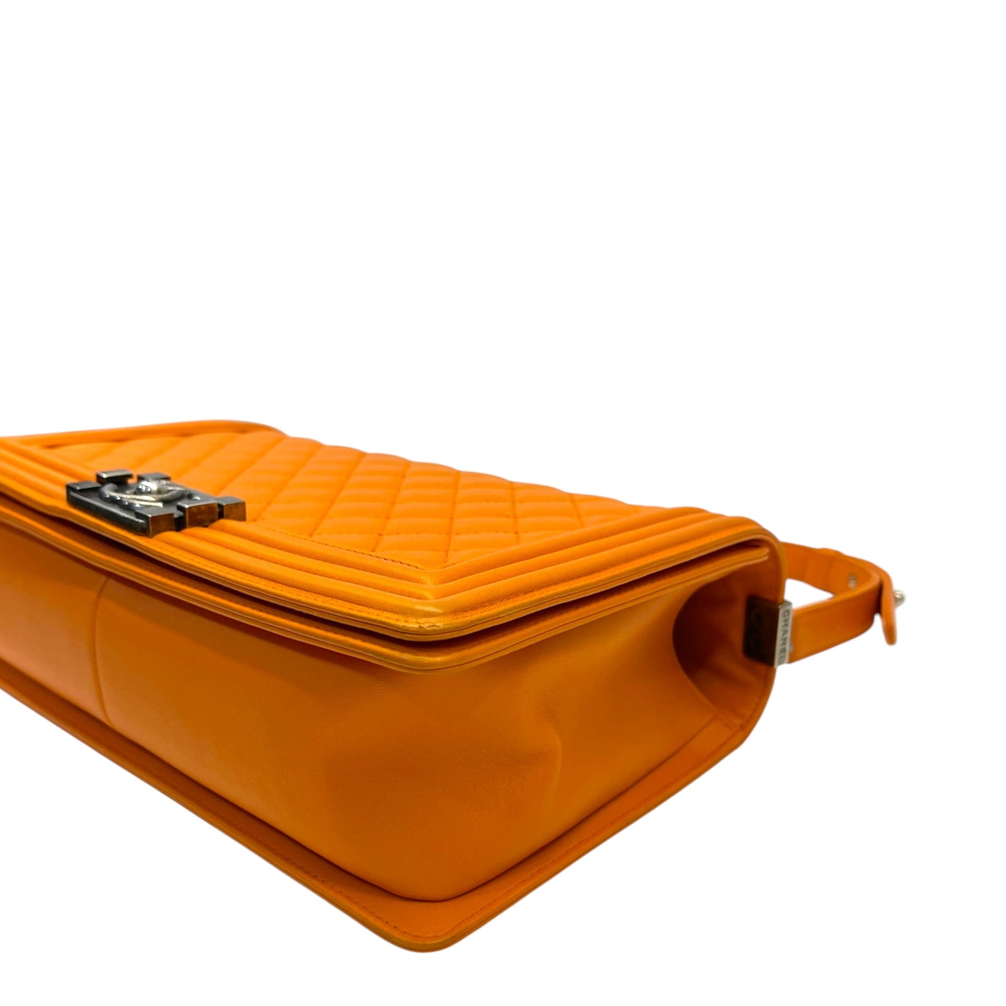 Chanel Boy Bag Medium Orange Quilted Leather