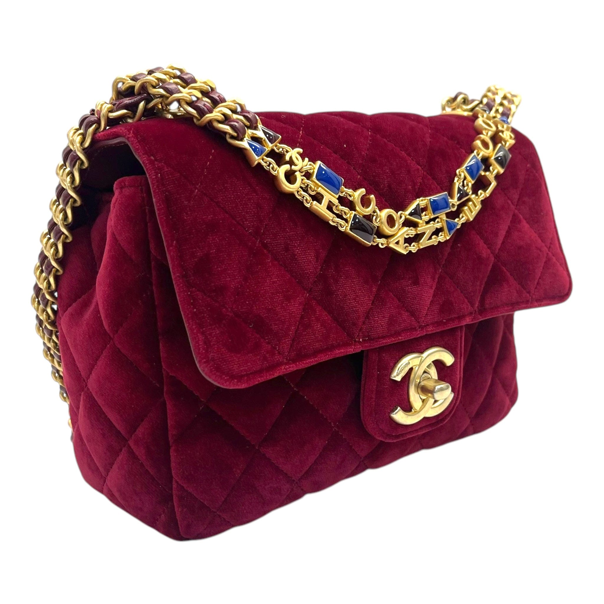 Chanel Red Velvet Flap Mini