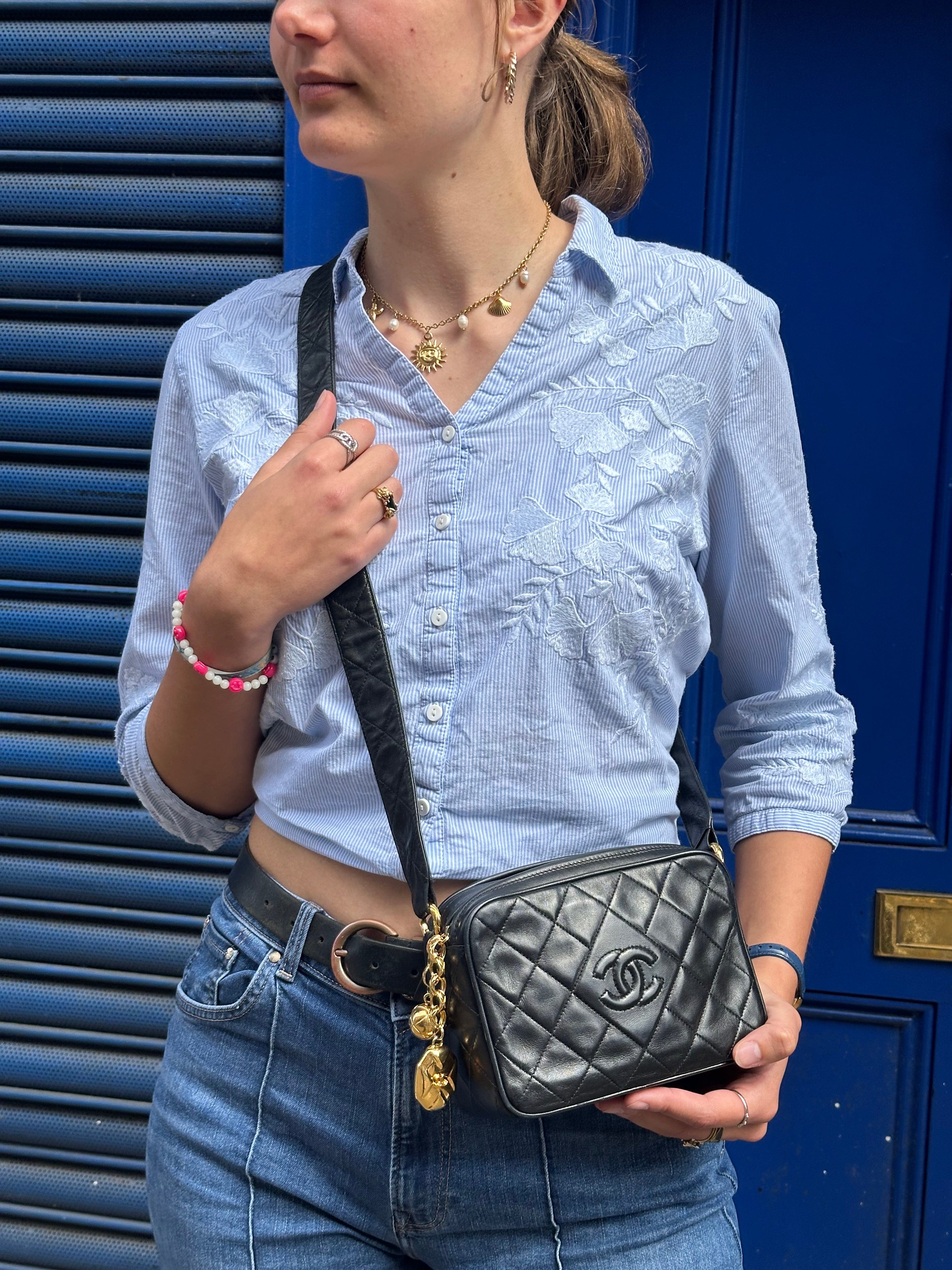 Chanel Black Leather Vintage Camera Bag