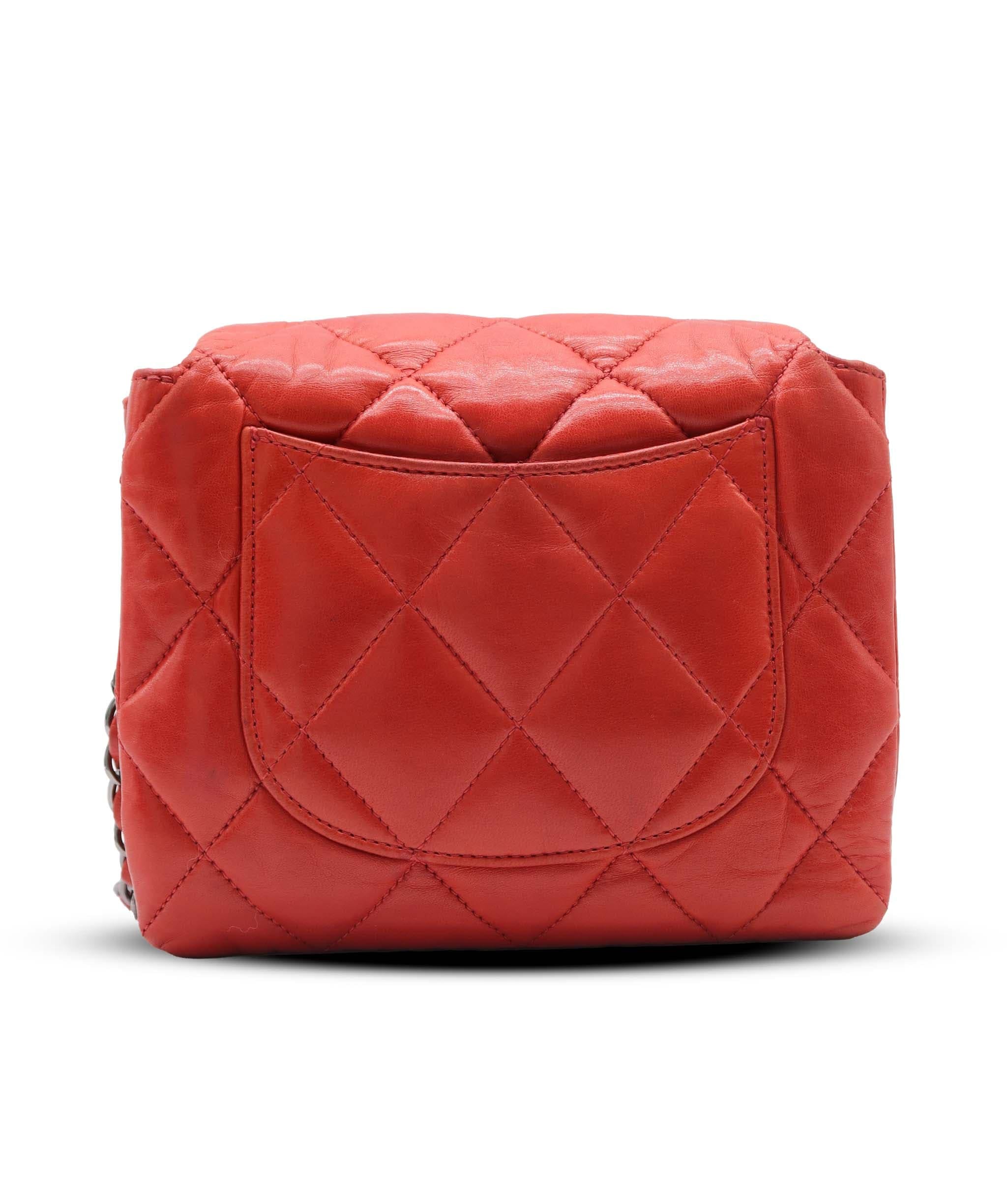 CHANEL QUILTED LAMBSKIN FLAP RED ASC7286