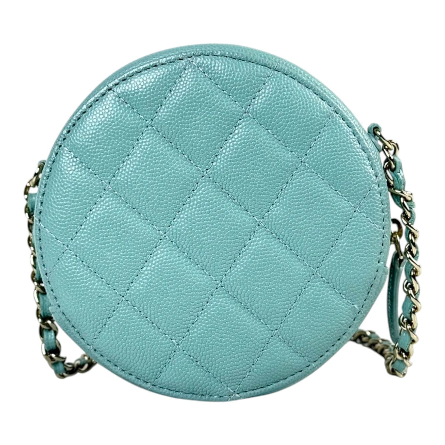 Chanel Blue Round Zip Chain Bag
