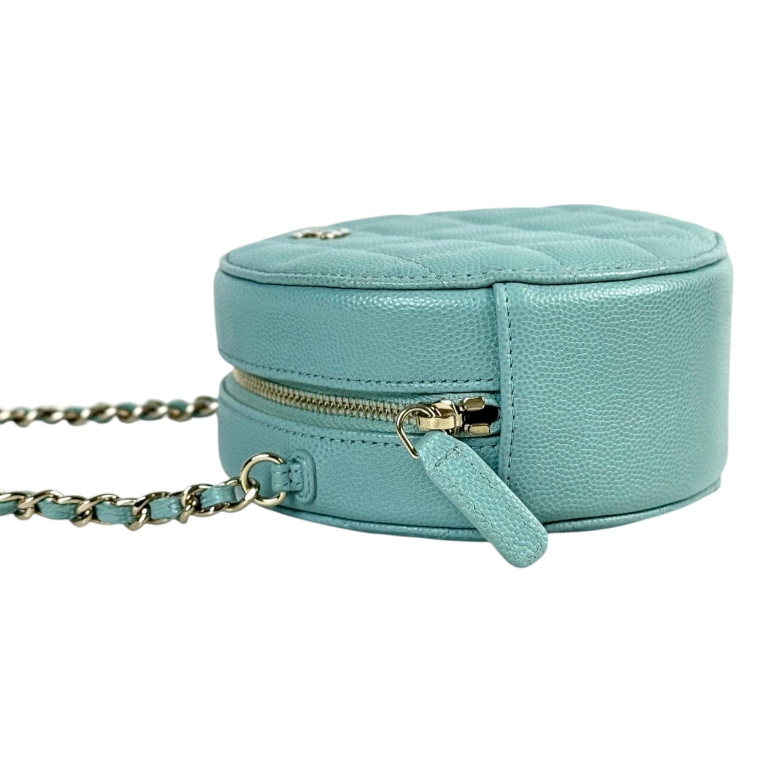 Chanel Blue Round Zip Chain Bag
