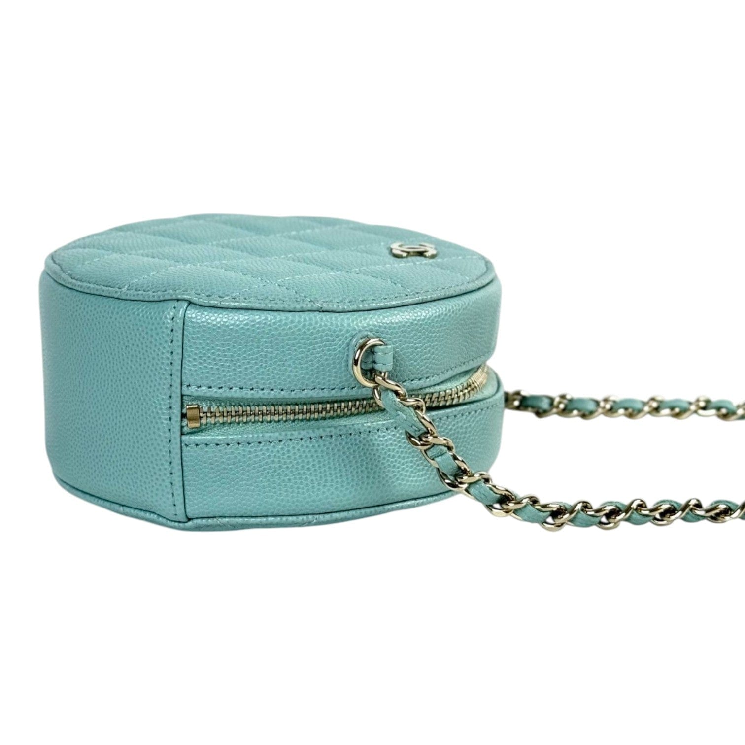 Chanel Blue Round Zip Chain Bag