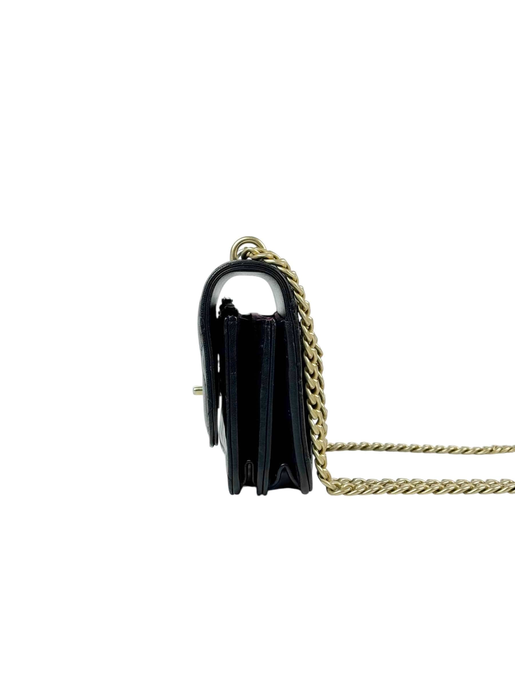 Chanel Flap WOC Camellia Pearl Crush Black Bag