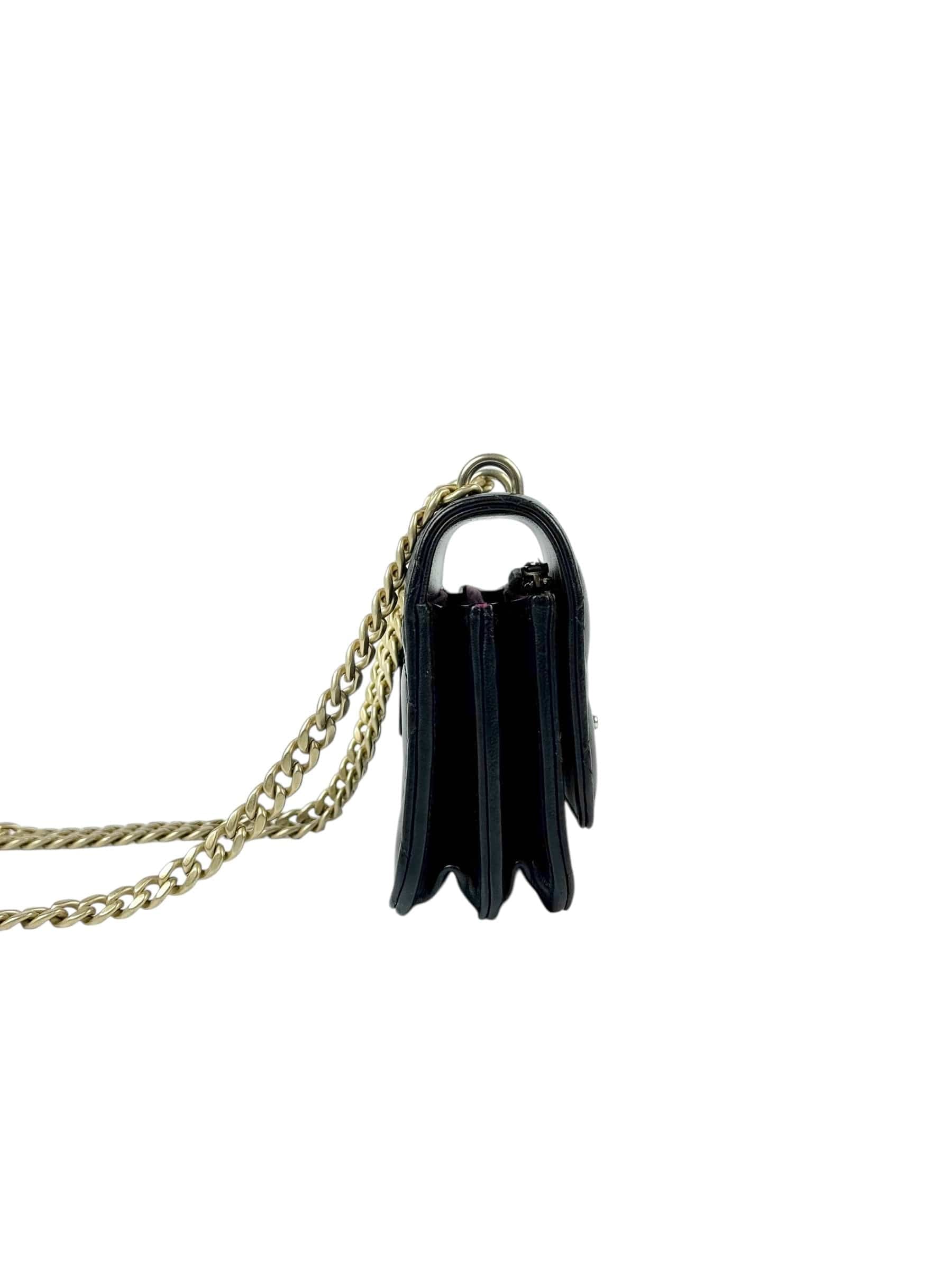 Chanel Flap WOC Camellia Pearl Crush Black Bag
