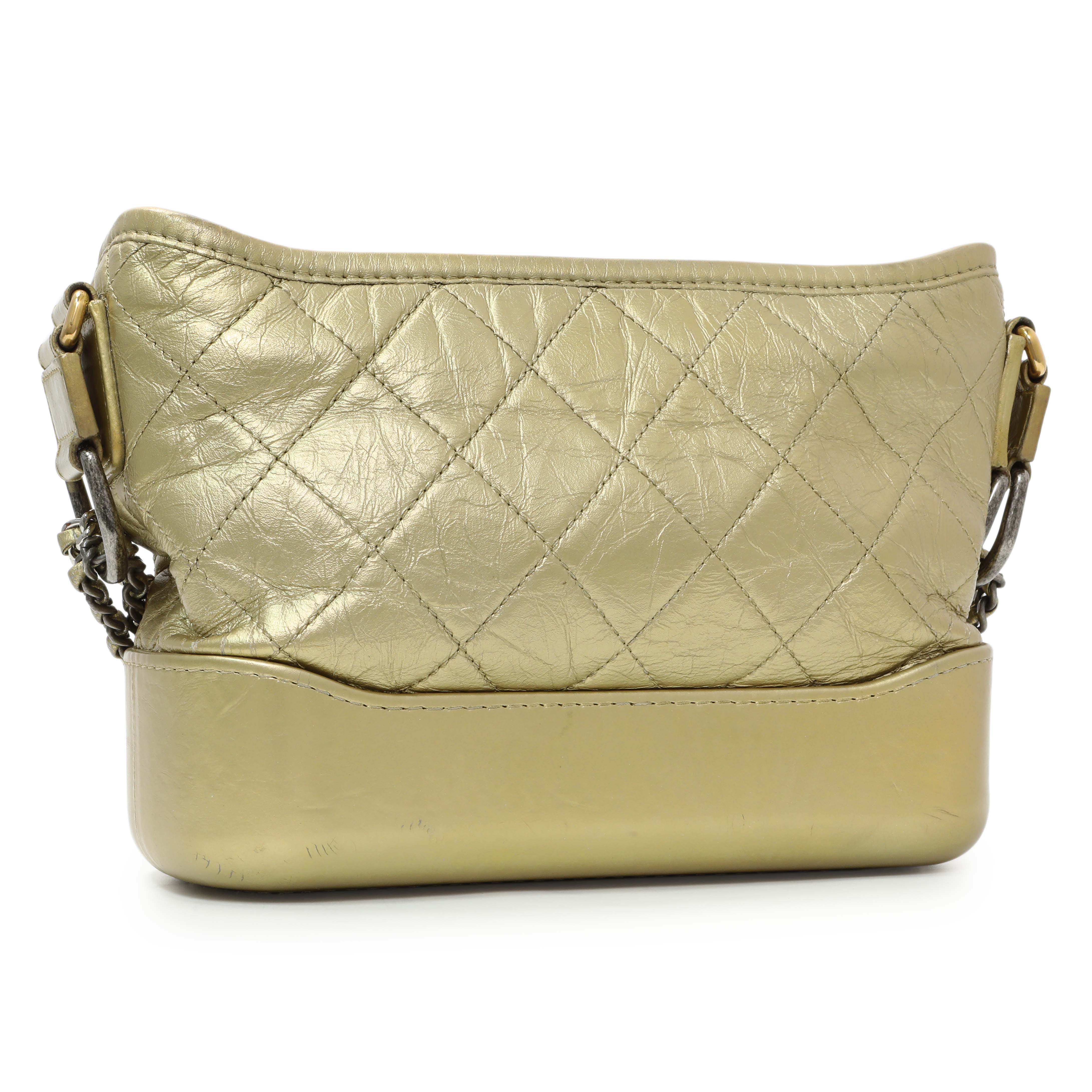 Chanel Metallic Gold Aged Calfskin Small Gabrielle Hobo