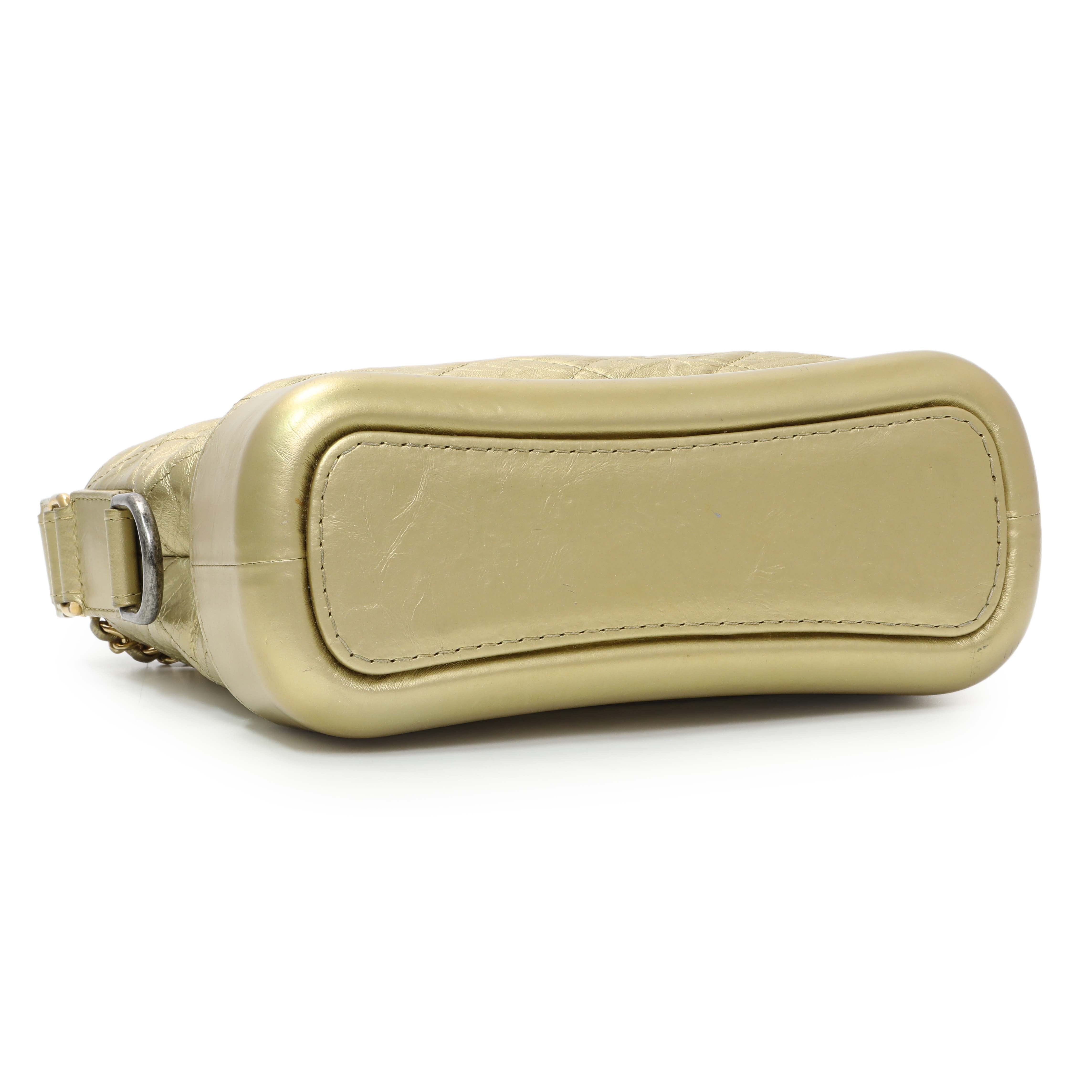 Chanel Metallic Gold Aged Calfskin Small Gabrielle Hobo