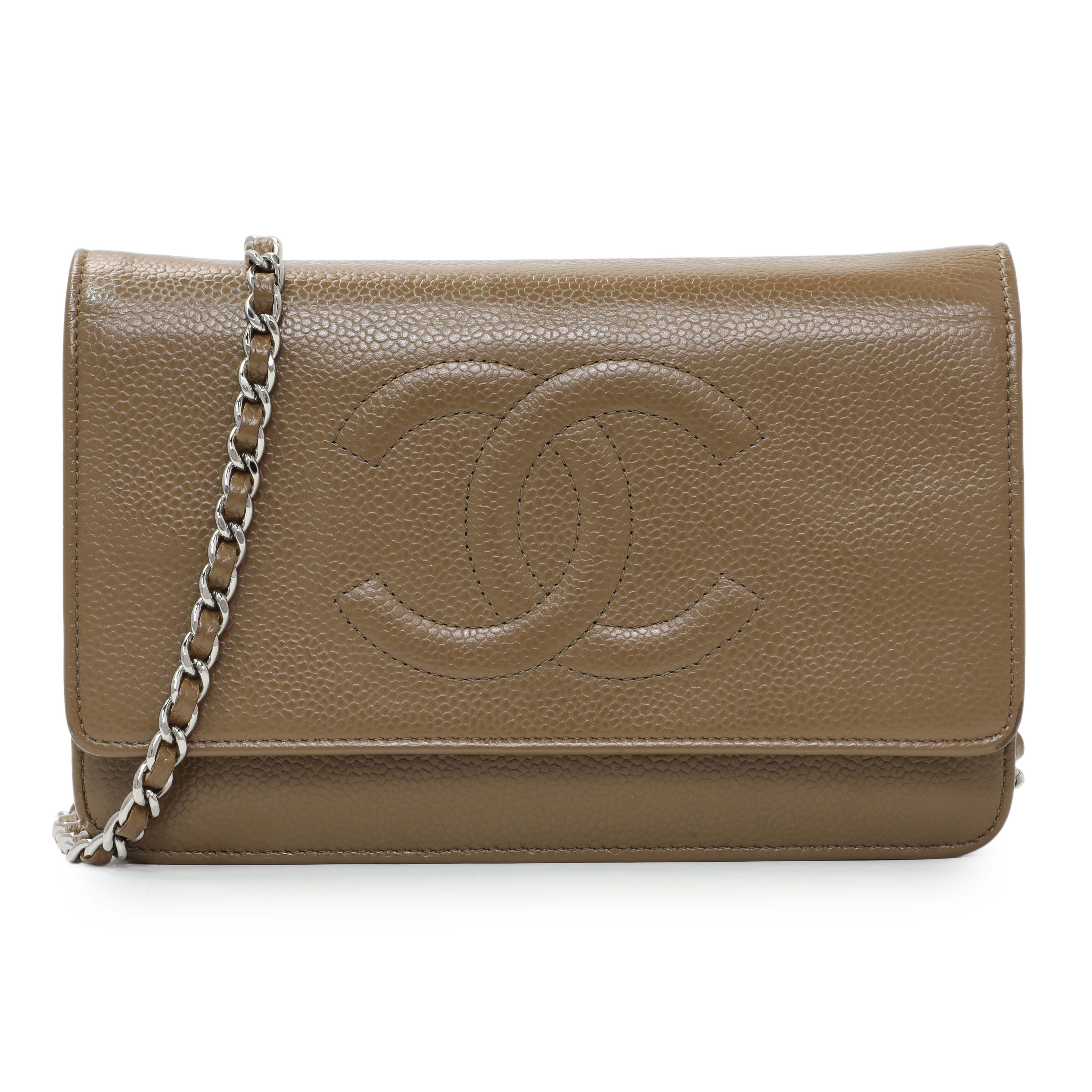 Chanel Brown Caviar Timeless CC Wallet on Chain WOC