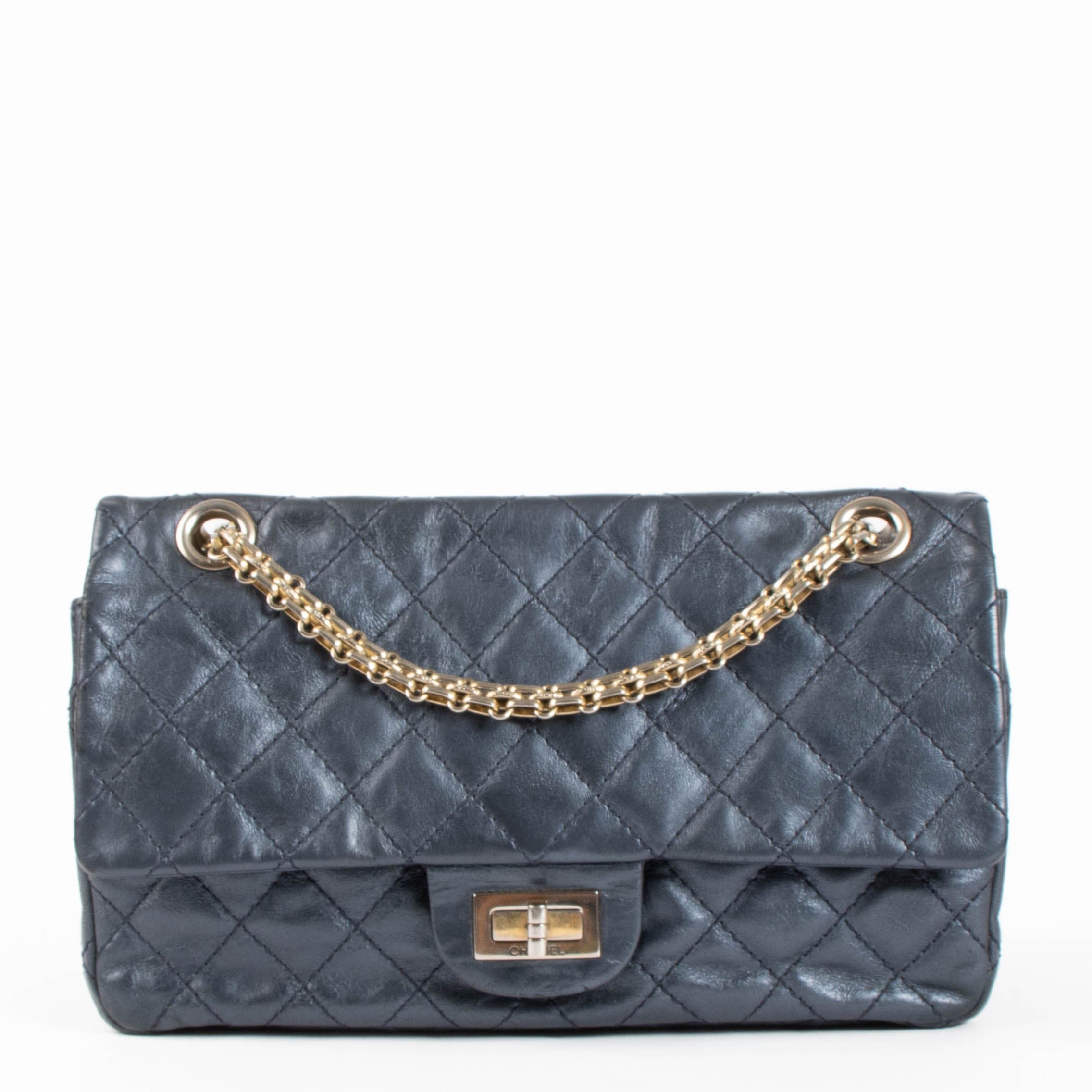 Chanel Metallic Blue Aged Calfskin Accordion Medium 2.55 Reissue Bag