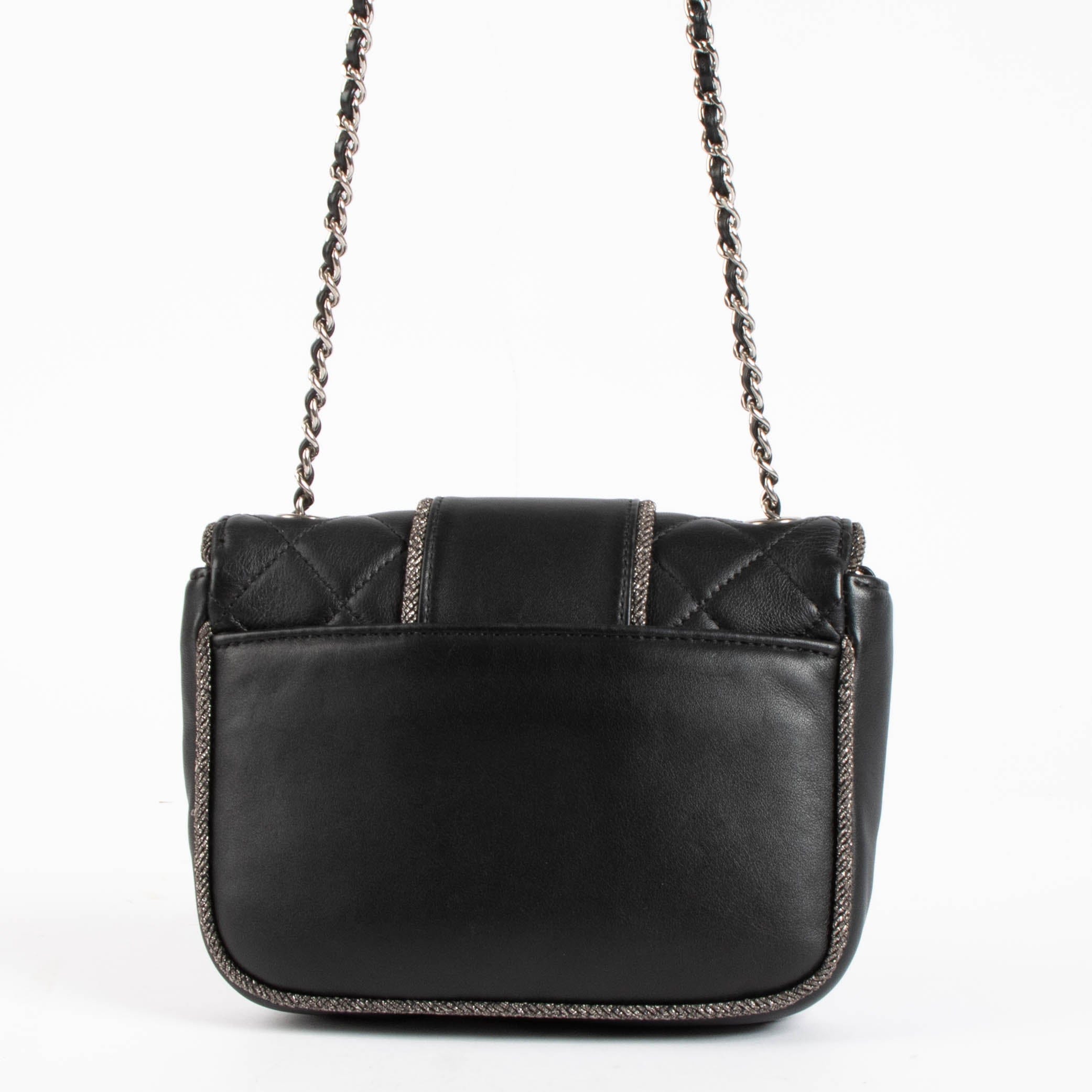 Chanel Black Lurex Trim Elementry Chic Mini Flap Bag