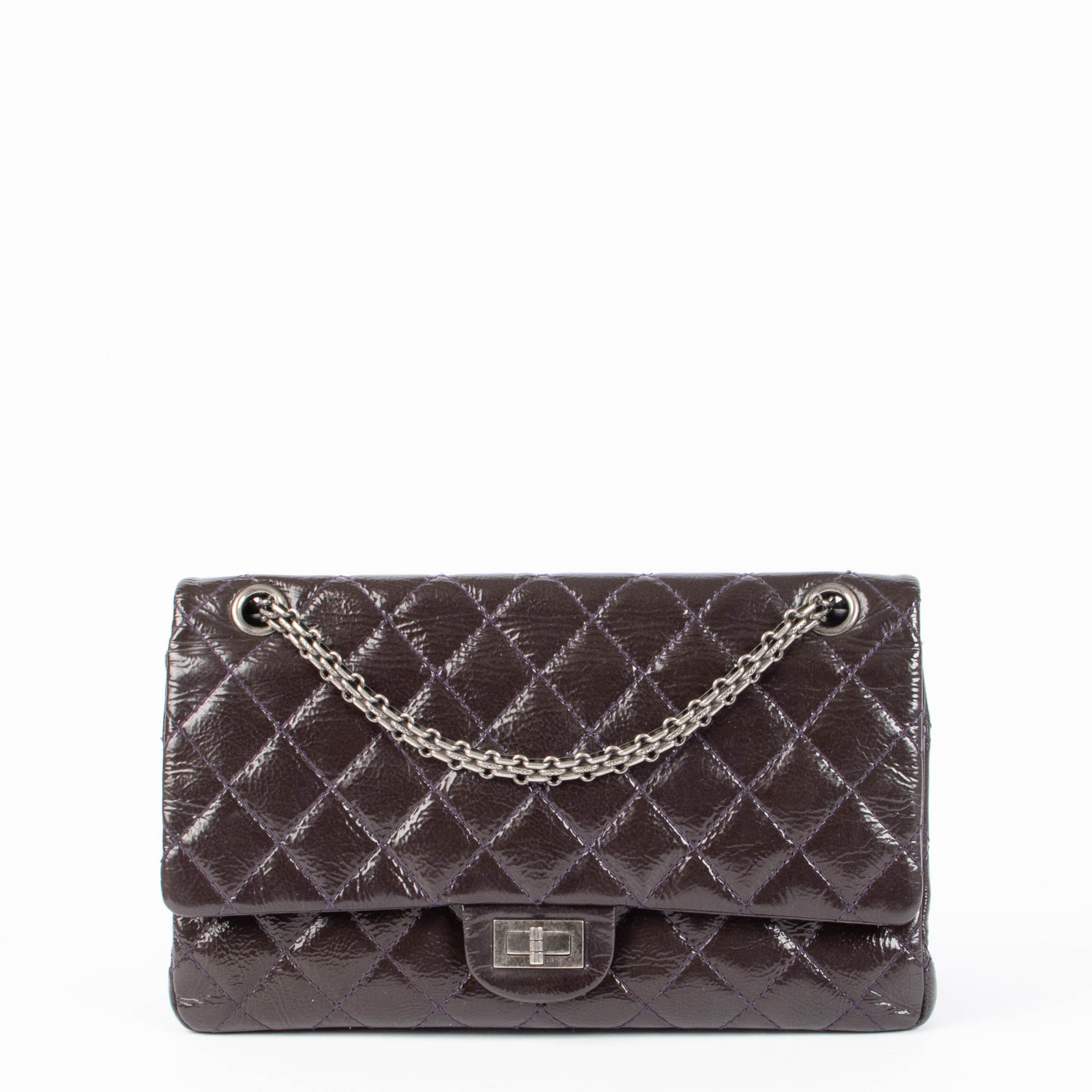Chanel Aubergine Patent Leather Large 2.55 Bag