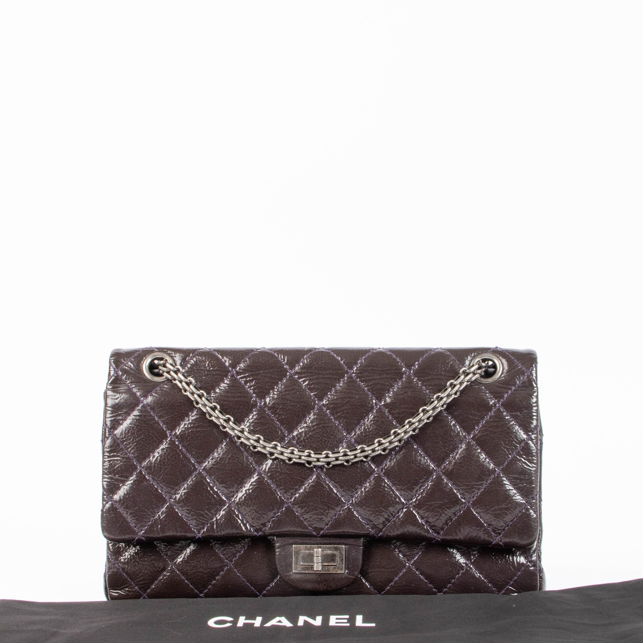 Chanel Aubergine Patent Leather Large 2.55 Bag