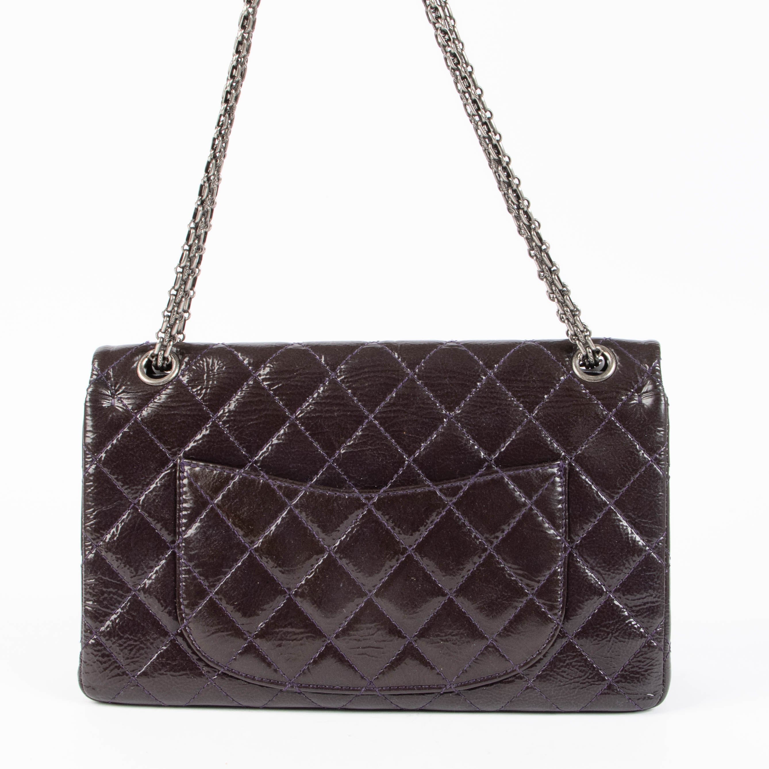 Chanel Aubergine Patent Leather Large 2.55 Bag