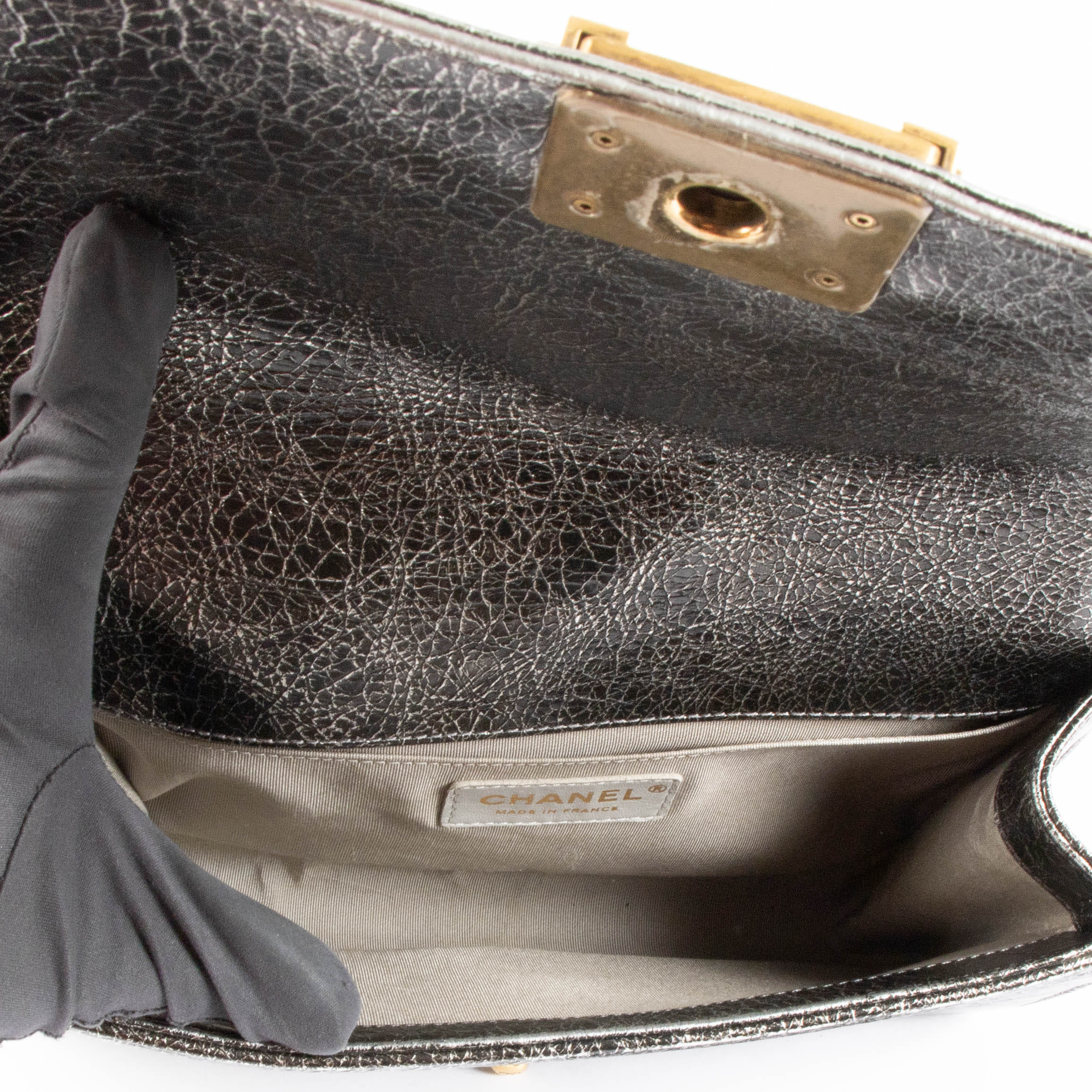 Chanel Black Crackled Leather Medium Chanel Boy bag