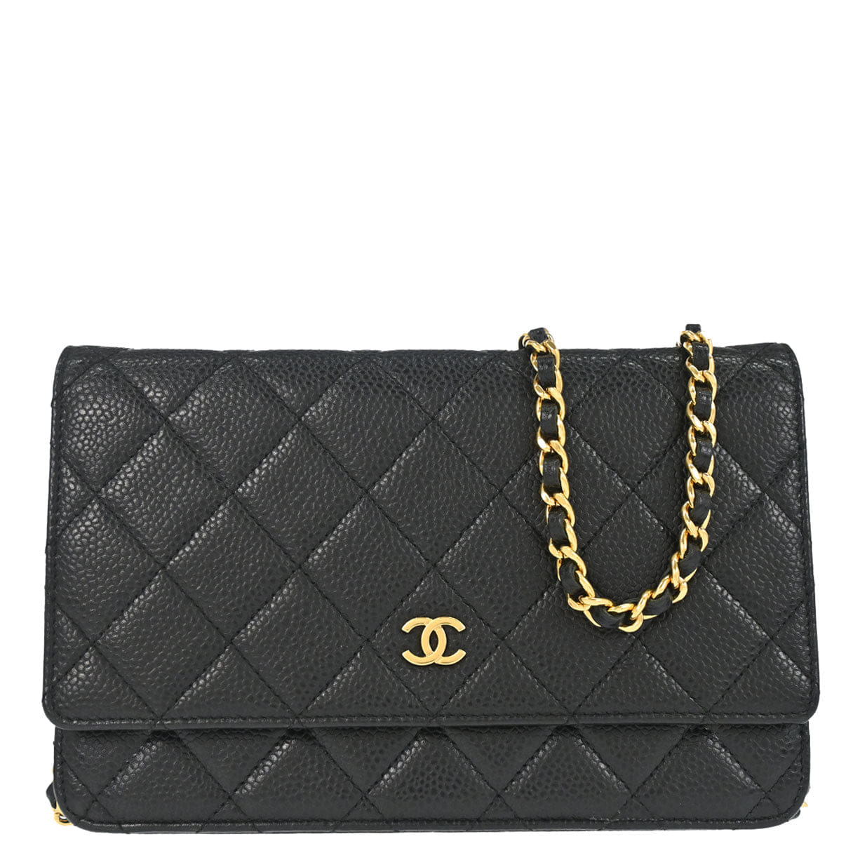 Chanel 2017 Black Caviar Skin Classic WOC Wallet on Chain Bag