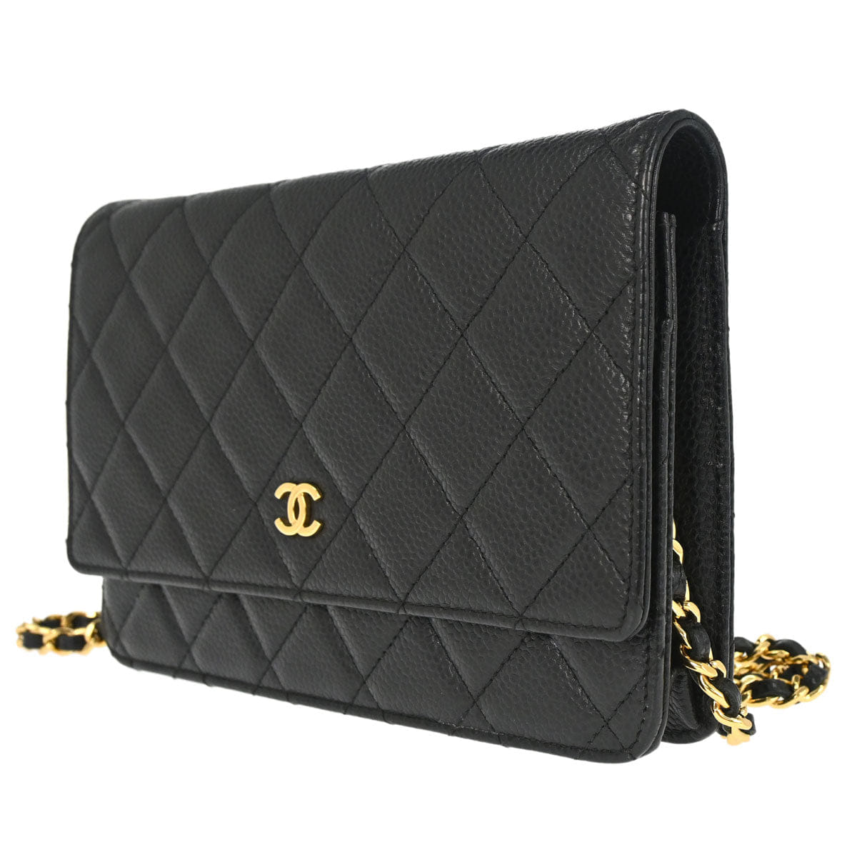 Chanel 2017 Black Caviar Skin Classic WOC Wallet on Chain Bag