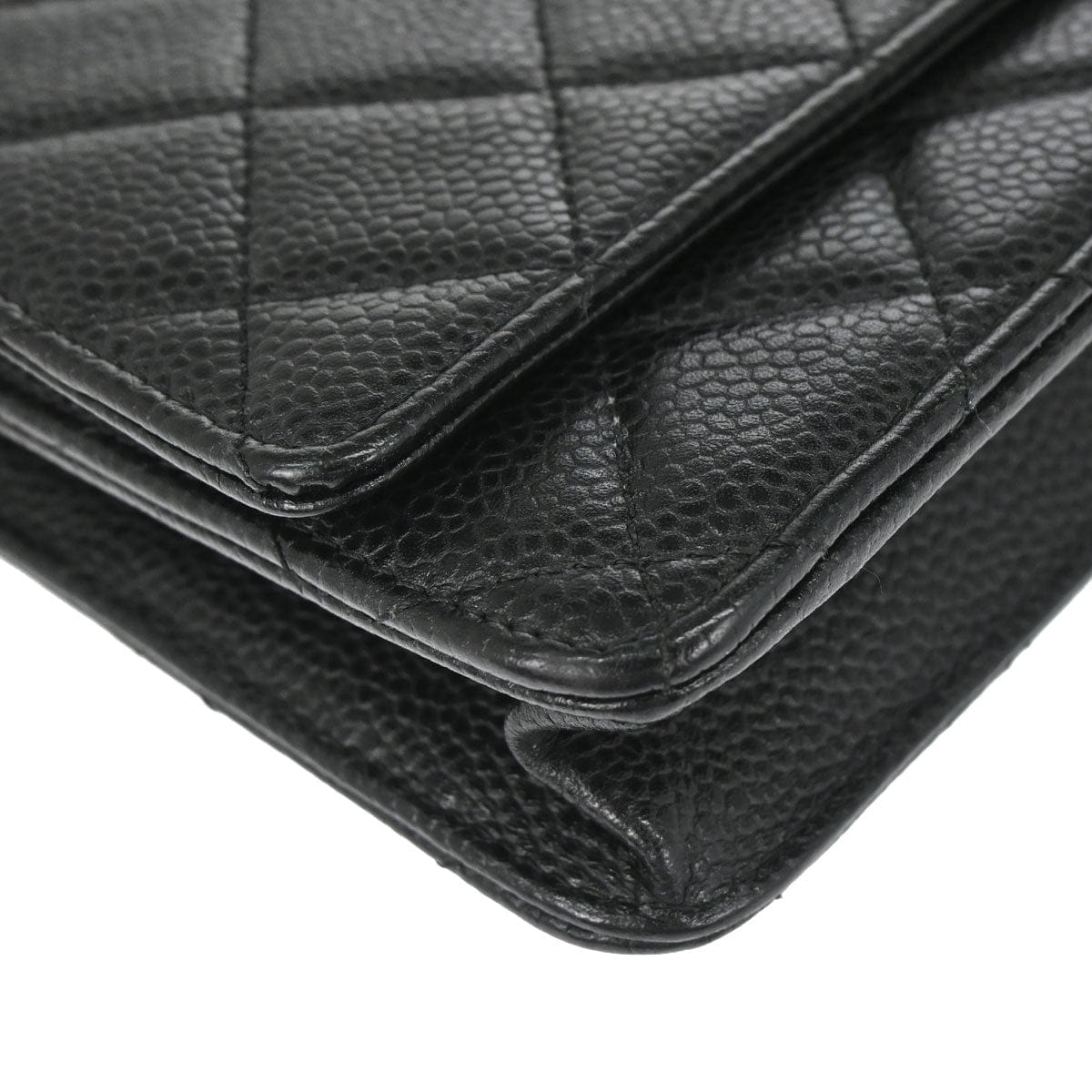 Chanel 2017 Black Caviar Skin Classic WOC Wallet on Chain Bag